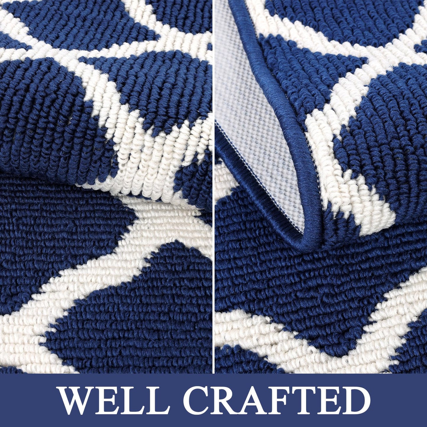 SHACOS Washable Kitchen Runner Rug 2x8 ft Long Rug Runner Non Slip Hallway Runner Rug Dirt Trapper Entryway Runner Indoor Floor Mat Carpet Runners, Navy Blue