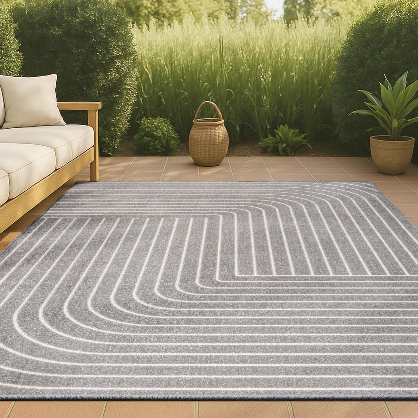 JONATHAN Y Odense High-Low Angle Indoor/Outdoor Area Rug, 8x10, Gray/Ivory, Modern, Contemporary, Geometric, Bohemian, Bedroom, Kitchen, Living Room, Non Shedding (SCN101B-8)