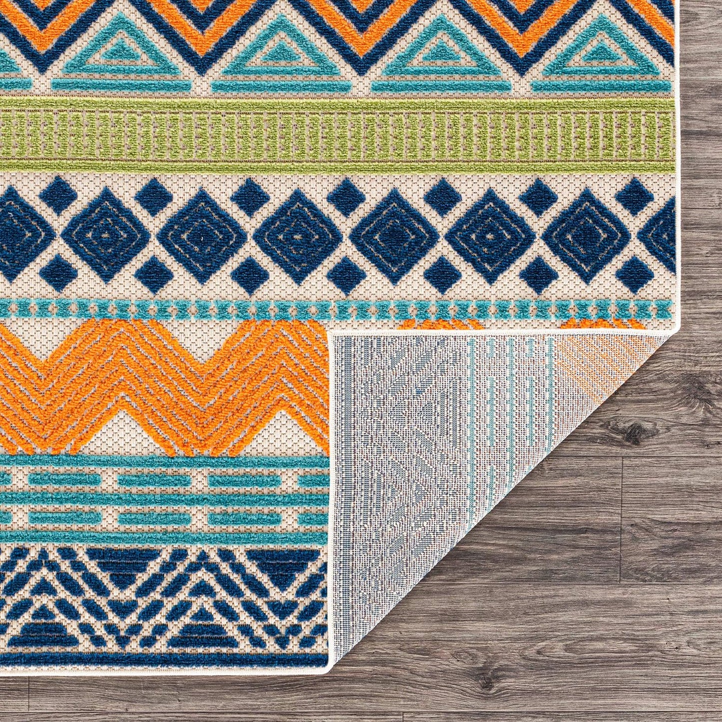 Rugshop Marbella Contemporary Boho Non-Shedding Outdoor Rug for Patio Deck Backyard Indoor/Outdoor Area Rug 5' x 7' Multi