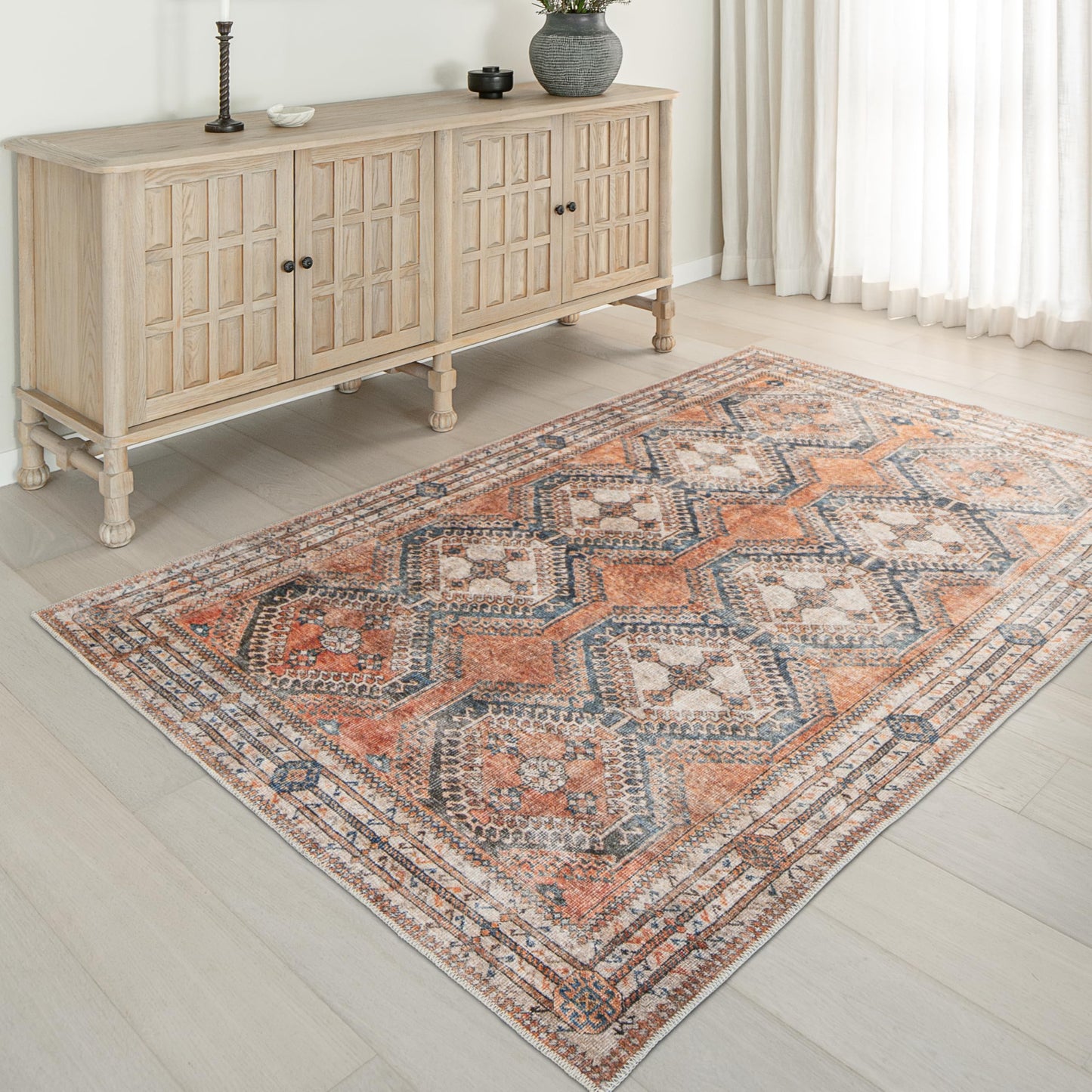 KNOTTING MATTERS Knot Tangelo 5’ x 8’ Area Rug – Tangelo Orange & Clay Heritage Flatweave, Low-Pile – Easy Clean Area Rug – Perfect for Living Room, Dining Room, Bedroom – Pet & Kid Friendly