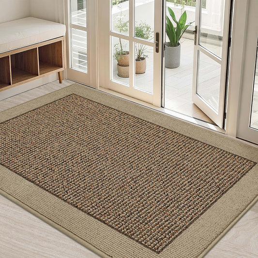 BEQHAUSE Indoor Door Mat 32" x 48", Dirt Trapper Door Mats Non-Slip Entryway Rugs Washable, Trap Dirt Absorbent Welcome Mat, Low Profile Floor Mats for Front Back Door and Entryway, Taupe