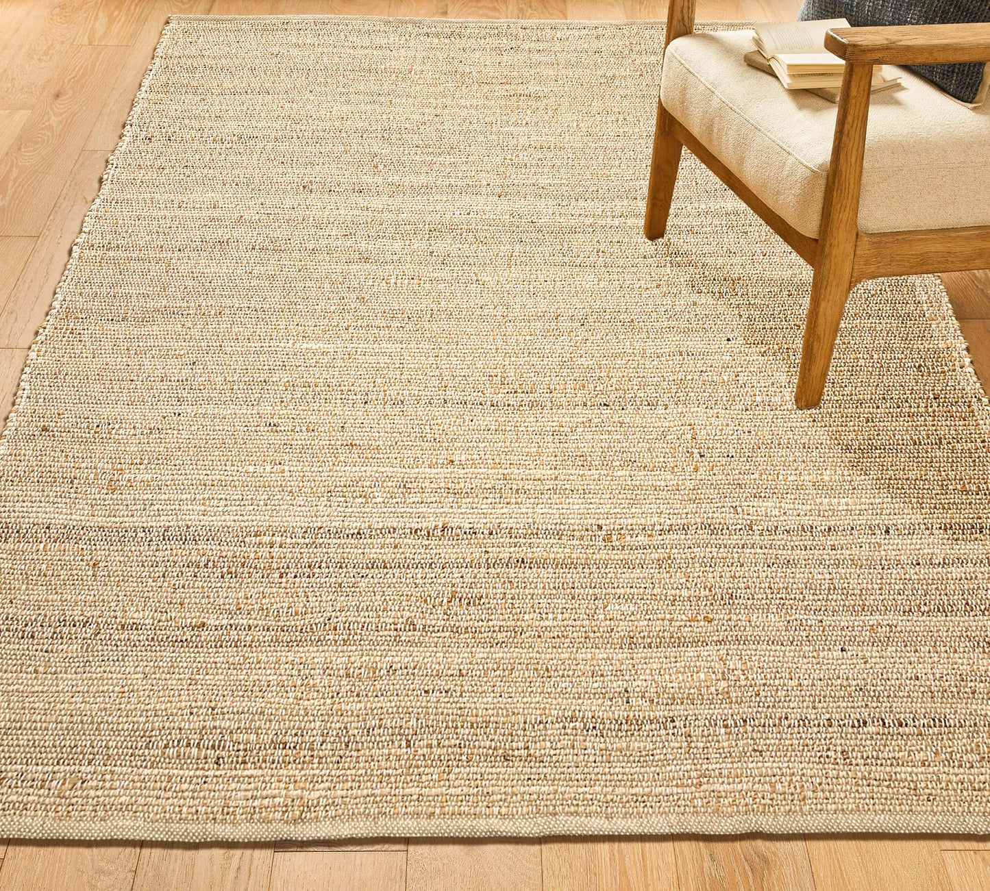 Chardin home 5x7 Jute Cotton Hand Woven Area Rug, Natural Jute Braided Boho Farmhouse Rug, Rustic Vintage Reversible Natural Fiber Rug for Living Room, Bedroom, Dining Room, Office, or Entryway.