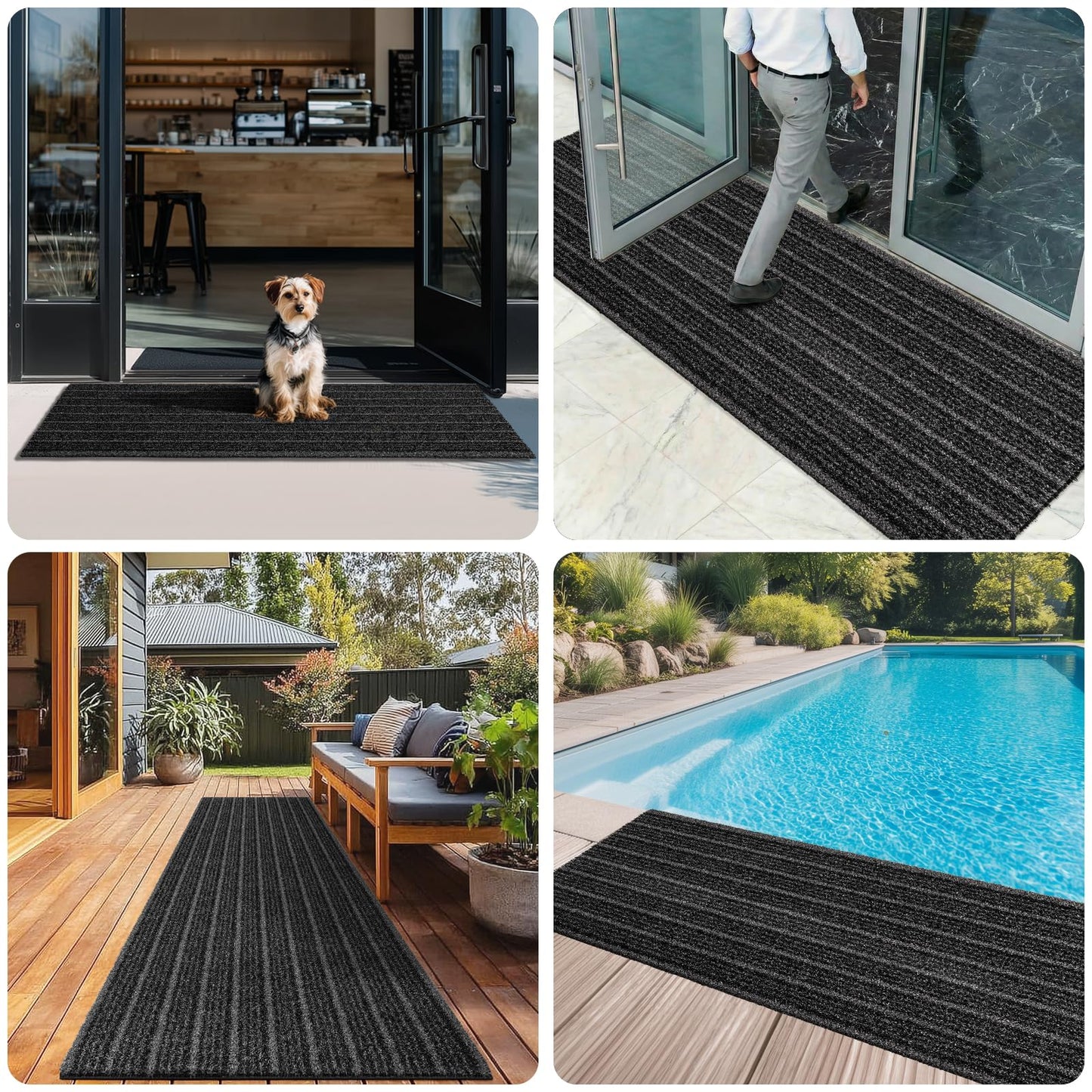 DOMUSTEX Outdoor Front Door Mat 20" x 32", Dirt Trapping Outside Entrance Rug, Non Slip Shoe Scraper, Heavy Duty Commercial Rug for Patio, Garage, Traffic Area, Office, Roll Packing