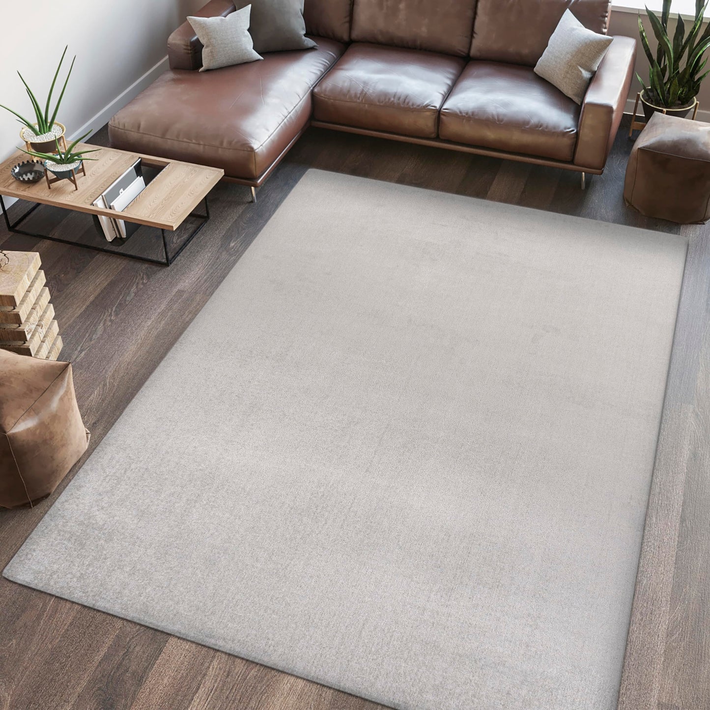 JONATHAN Y Machine Washable Light Gray Indoor Area Rug 4X6 ft, Twyla Classic Solid Low-Pile for Living Room, Bedroom, Kitchen, Office, Easy-Cleaning, Pet-Friendly, Non-Shedding WSH300C-4