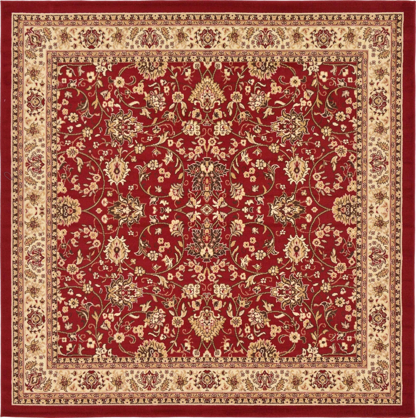 Unique Loom Sialk Hill Collection Area Rug - Washington (7' 10" Square Burgundy/Cream)