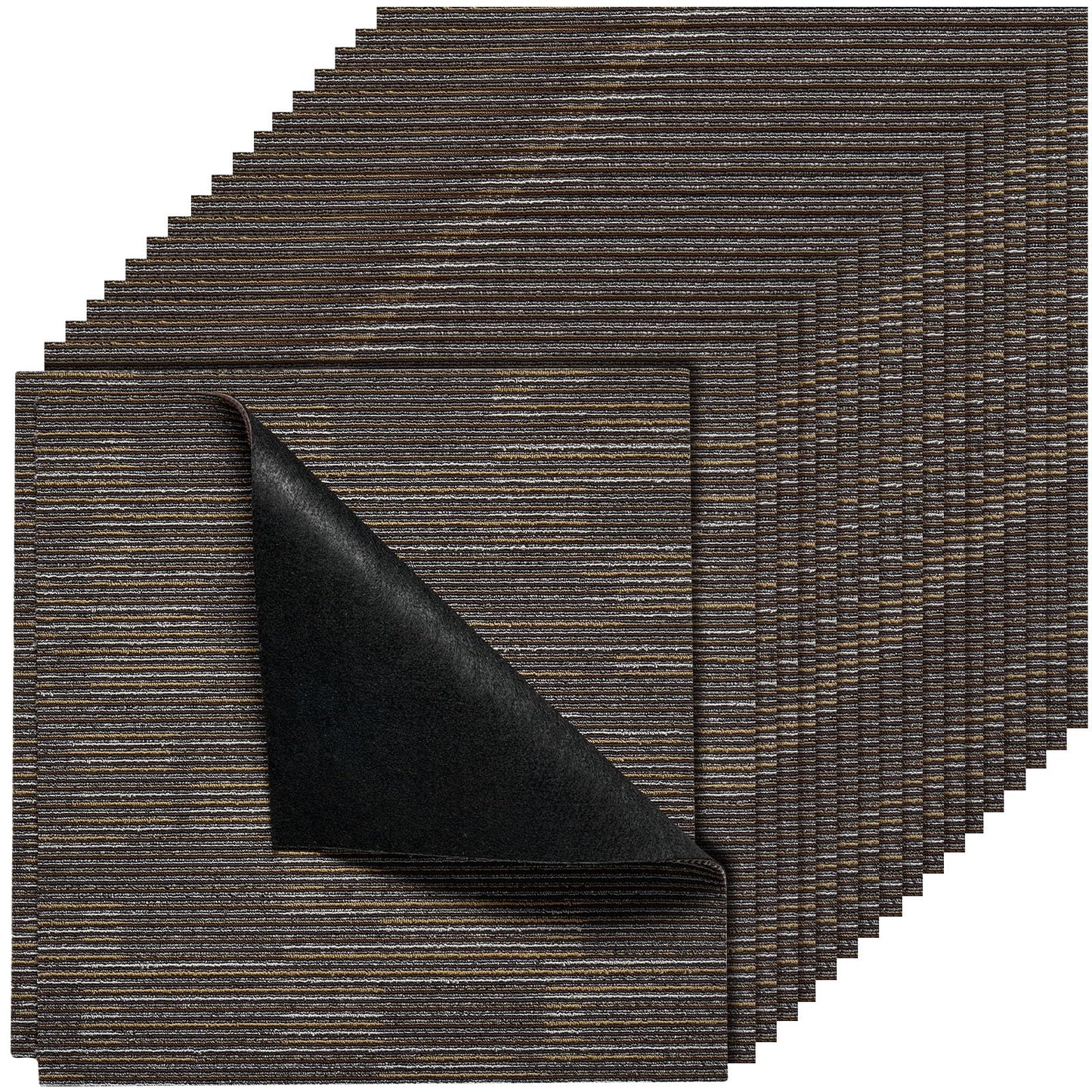 VEVOR Carpet Tiles Reusable 24x24 inch, 24 PCS Modular Carpet Square Rug, Commercial Floor Soft Padded for Seamless Cover 96sq.ft², Easy DIY for Living Room Bedroom Office Indoor,Gray & Brown