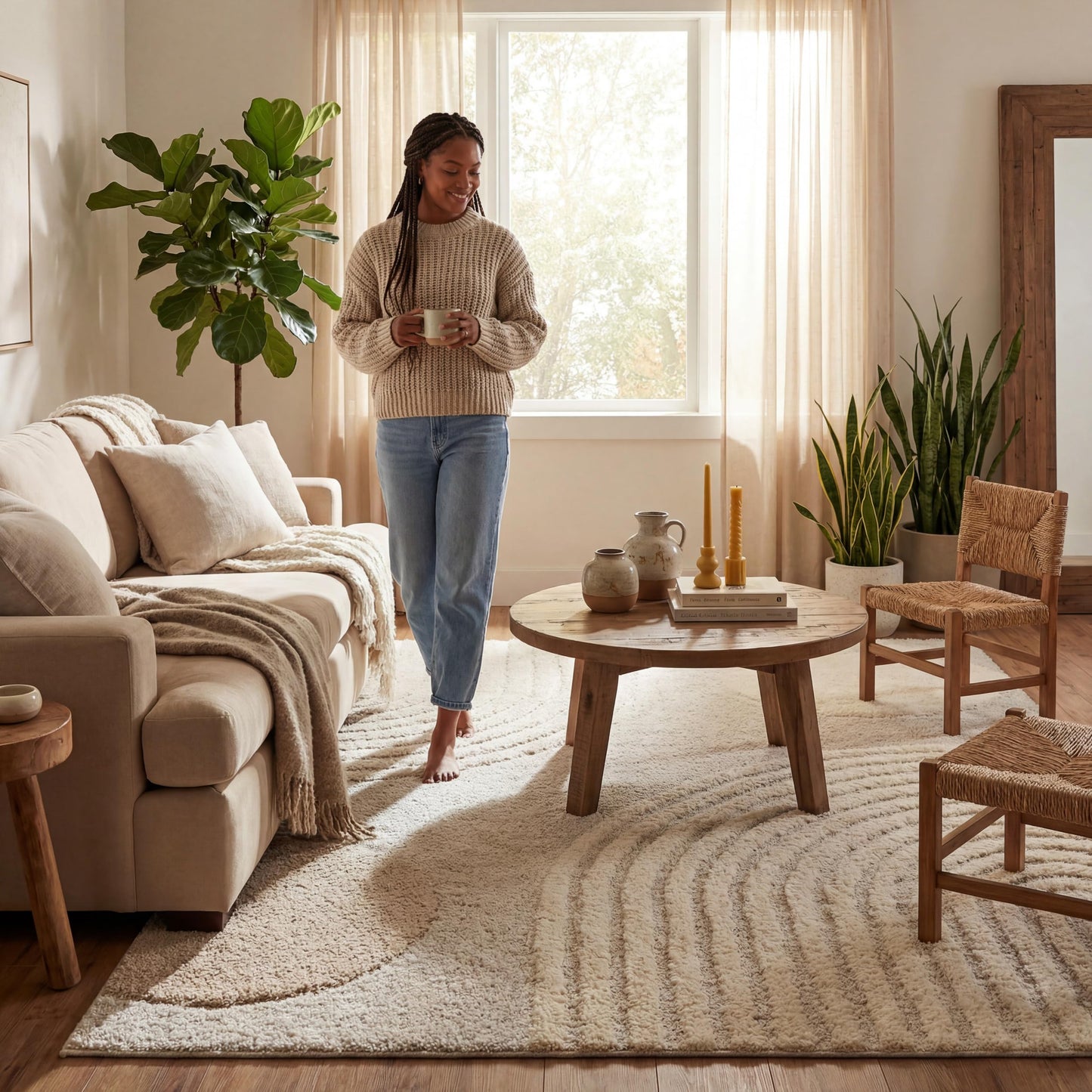 Nuloom Gloria Beige, 4' x 6', Abstract, Shag, Soft and Cozy, Plush, High Traffic, Stain Resistant, Easy Clean, Durable Area Rug for Bedroom, Living Room, Dining Space, Den, Foyer, Entryway