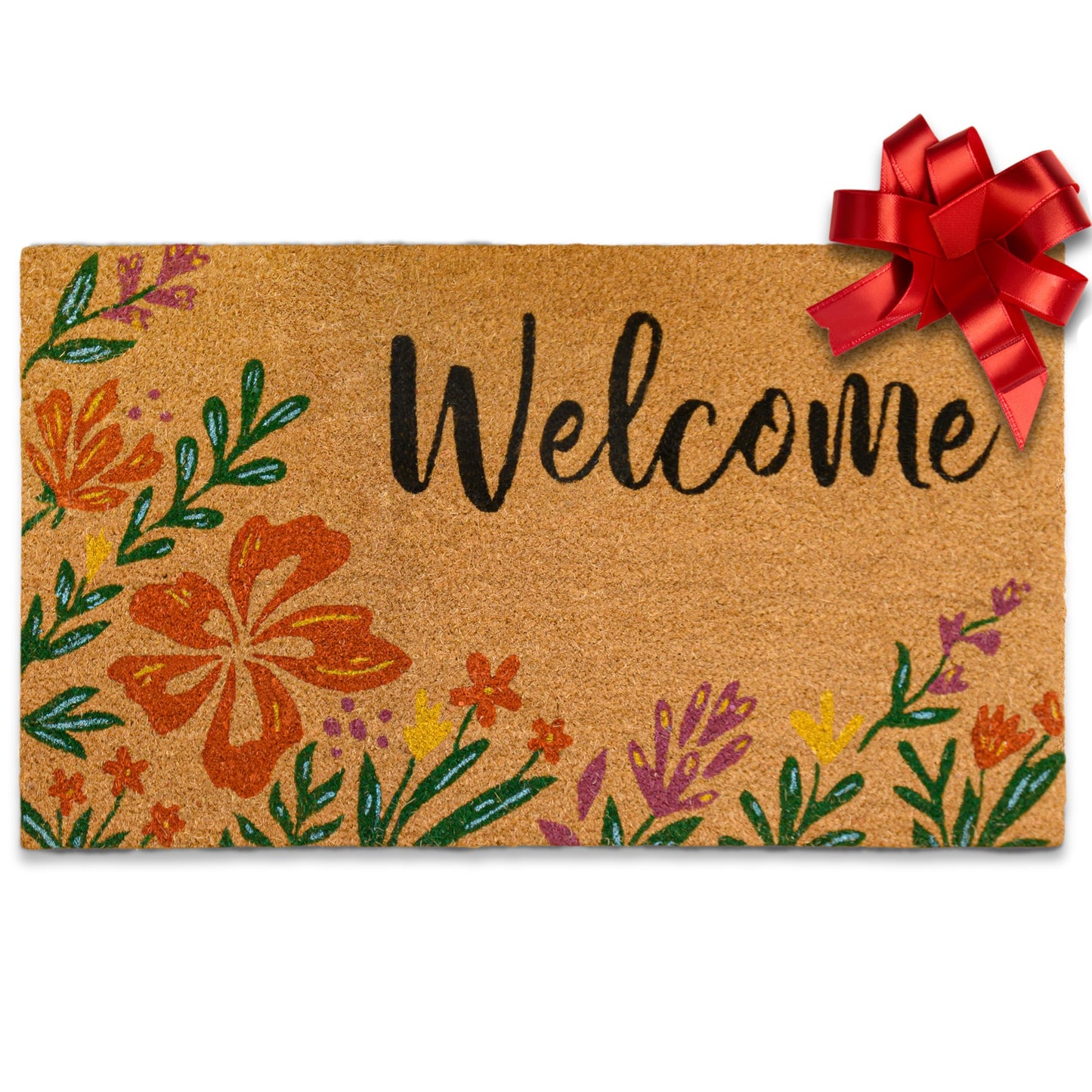 MAINEVENT Flower Door Mat 30x17 Inch, Spring Doormat for Front Door, Summer Door Mat for Covered Outdoor Areas, w/Non-Slip PVC Backing