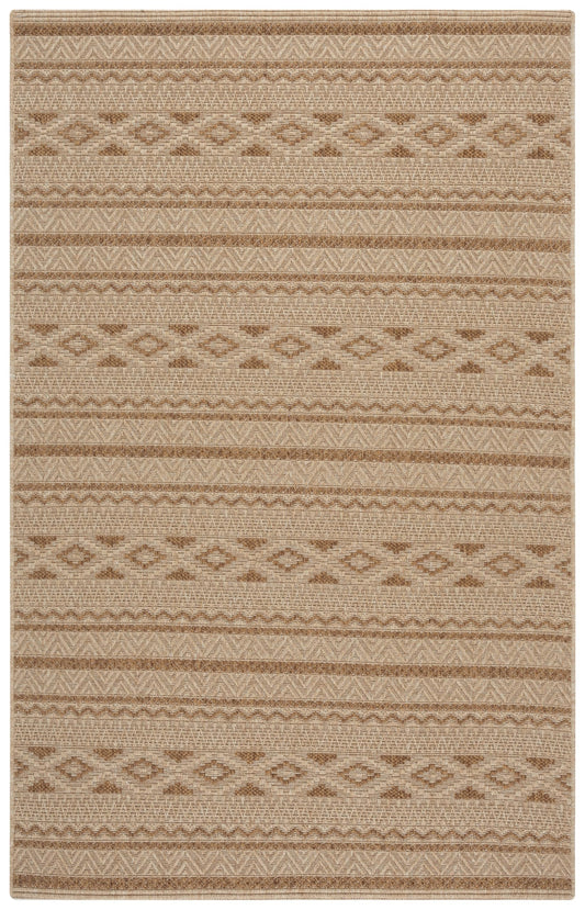 SAFAVIEH Washable Rug Outdoor Sisal All-Weather Collection - 5' x 7'6", Natural & Brown, Non-Shedding & Easy to Clean, Ideal for Patio, Backyard, Mudroom (SAW646B)