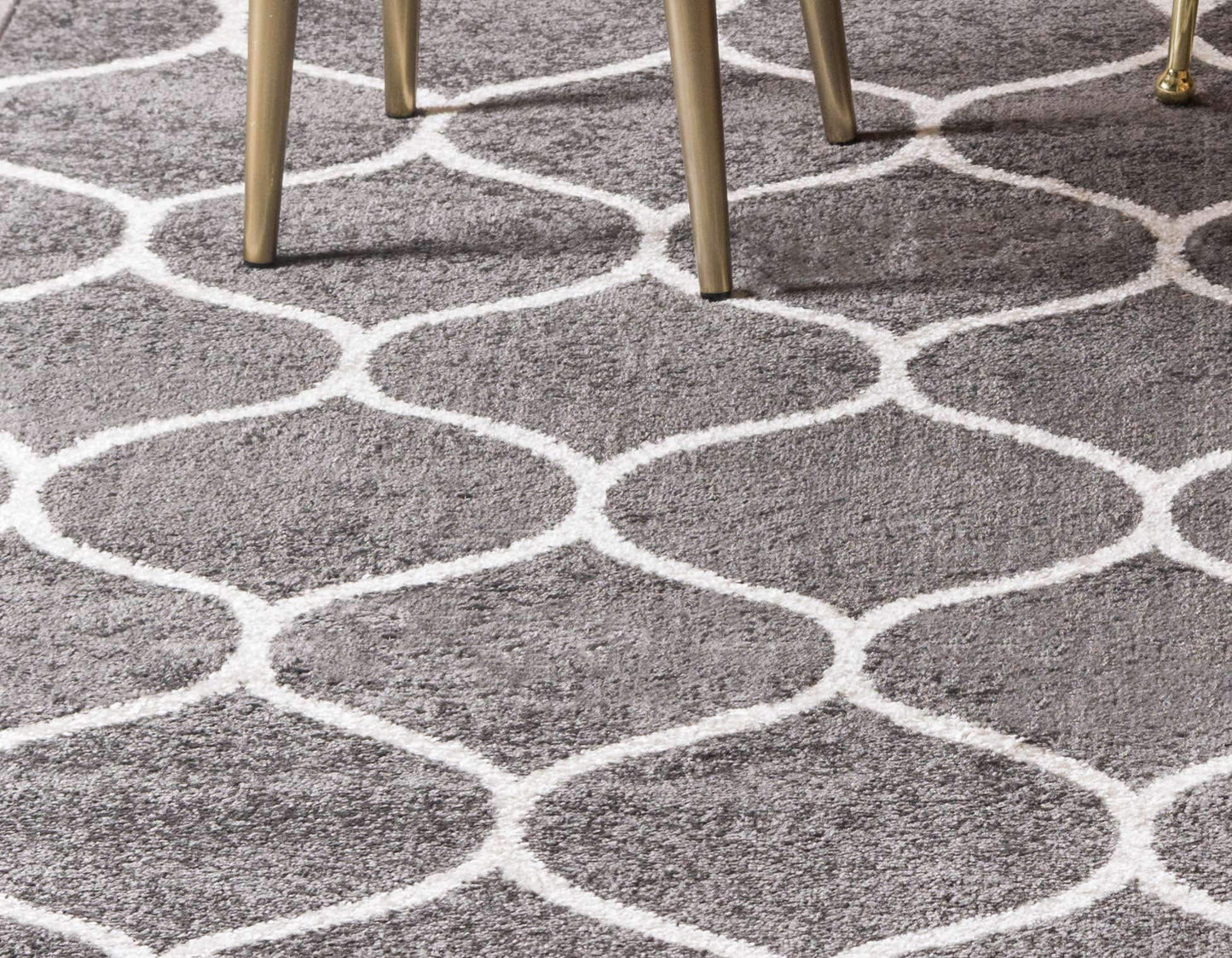 Unique Loom Trellis Frieze Collection Area Rug - Rounded (8' x 10', Dark Gray/ Ivory)