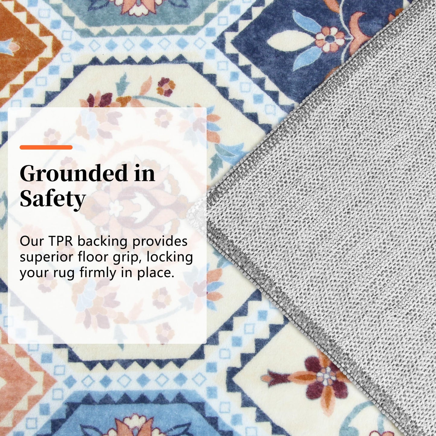 TTelephant 3x5 Washable Rug, Soft Non-Slip Boho Moroccan Rug, Low-Pile Printed Indoor Throw Rugs for Entryway, Kitchen, Bedroom Bedside, Entrance- Multi