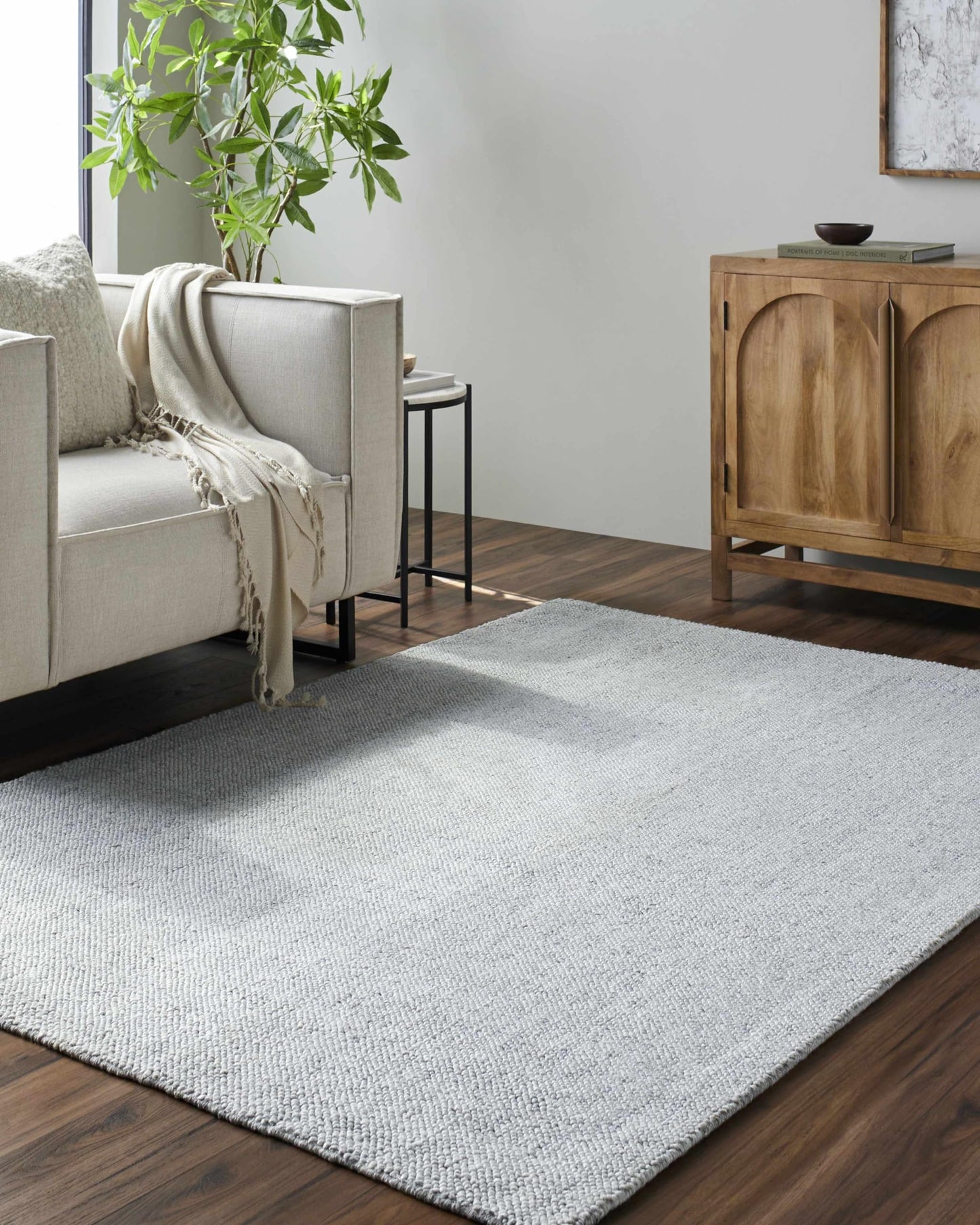 Hauteloom Zircon Recycled Material Living Room, Bedroom Area Rug - Solid Plain Textured - Traditional Transitional Modern Minimalist Contemporary - Silver Gray, Dove Gray, Frost, Gray, Light - 2' x 3'