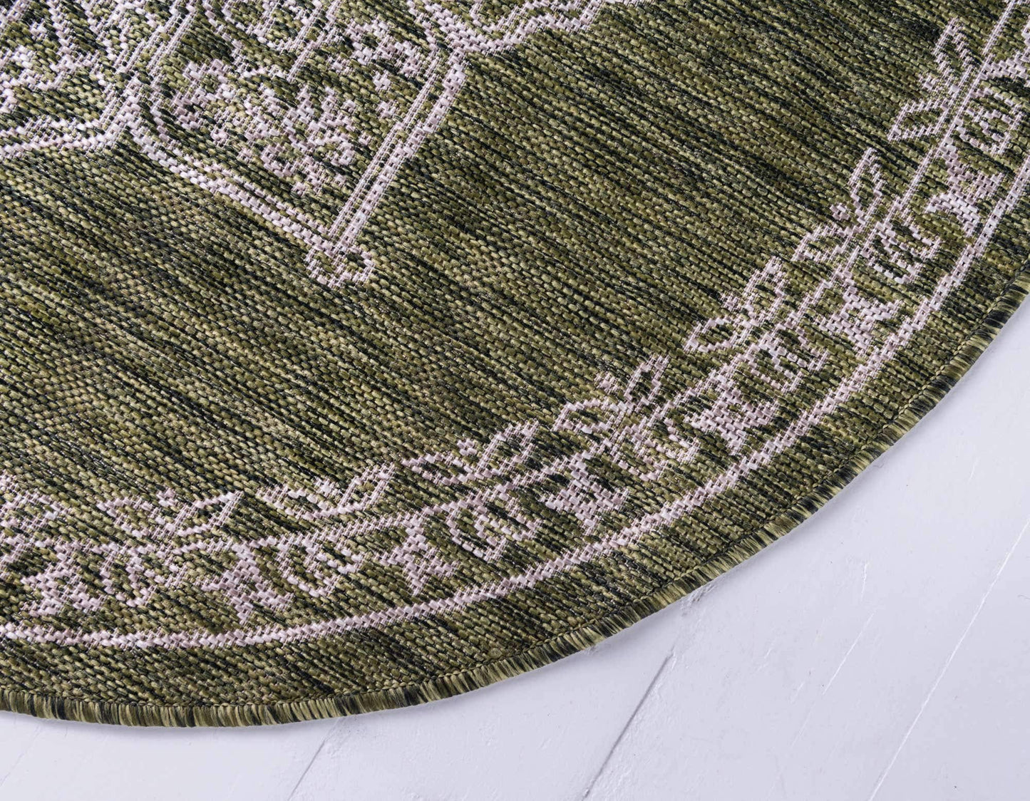 Unique Loom Outdoor Traditional Collection Area Rug - Antique (4' 1" Round, Green/ Gray)