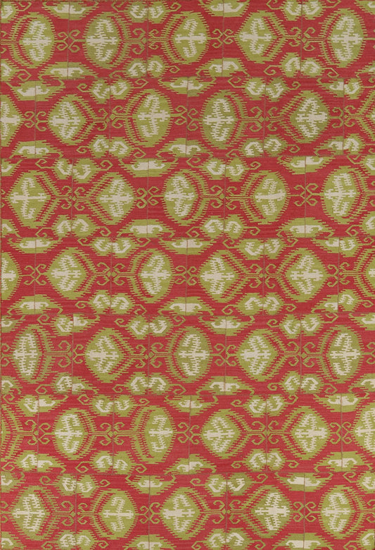 Rug Source Southwestern Style Collection 8x11 Kilim Area Rug, Flatweave/Hand-Woven Pink Geometric/All-Over Rug, Oriental Wool Carpet for Bedroom, Living Room, and Dining Room