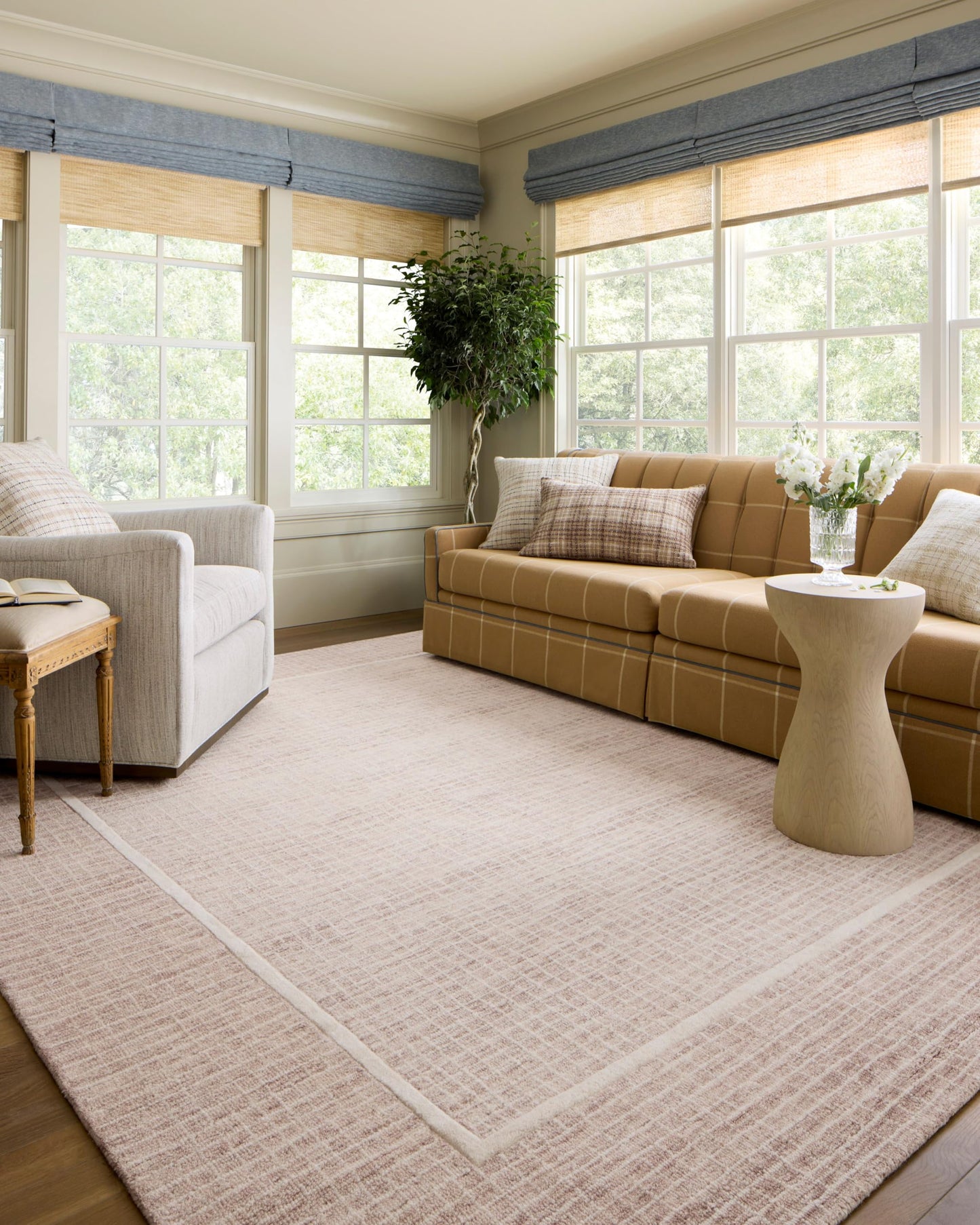 Loloi Chris Loves Julia Briggs Collection, Blush & Ivory, 9'-3" x 13' Area Rug – Minimal Gritted Design Area Rugs for Living Room Bedroom Entryway & Hallway No Shed High Traffic Home Decor Rug