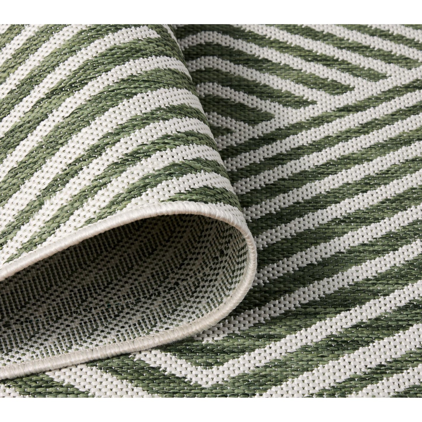 Nicole Miller New York Patio Country Ombre Geo Indoor Outdoor Area Rug, UV Fade Resistant, Low Pile, Green/Cream, 3'11"x5'2"