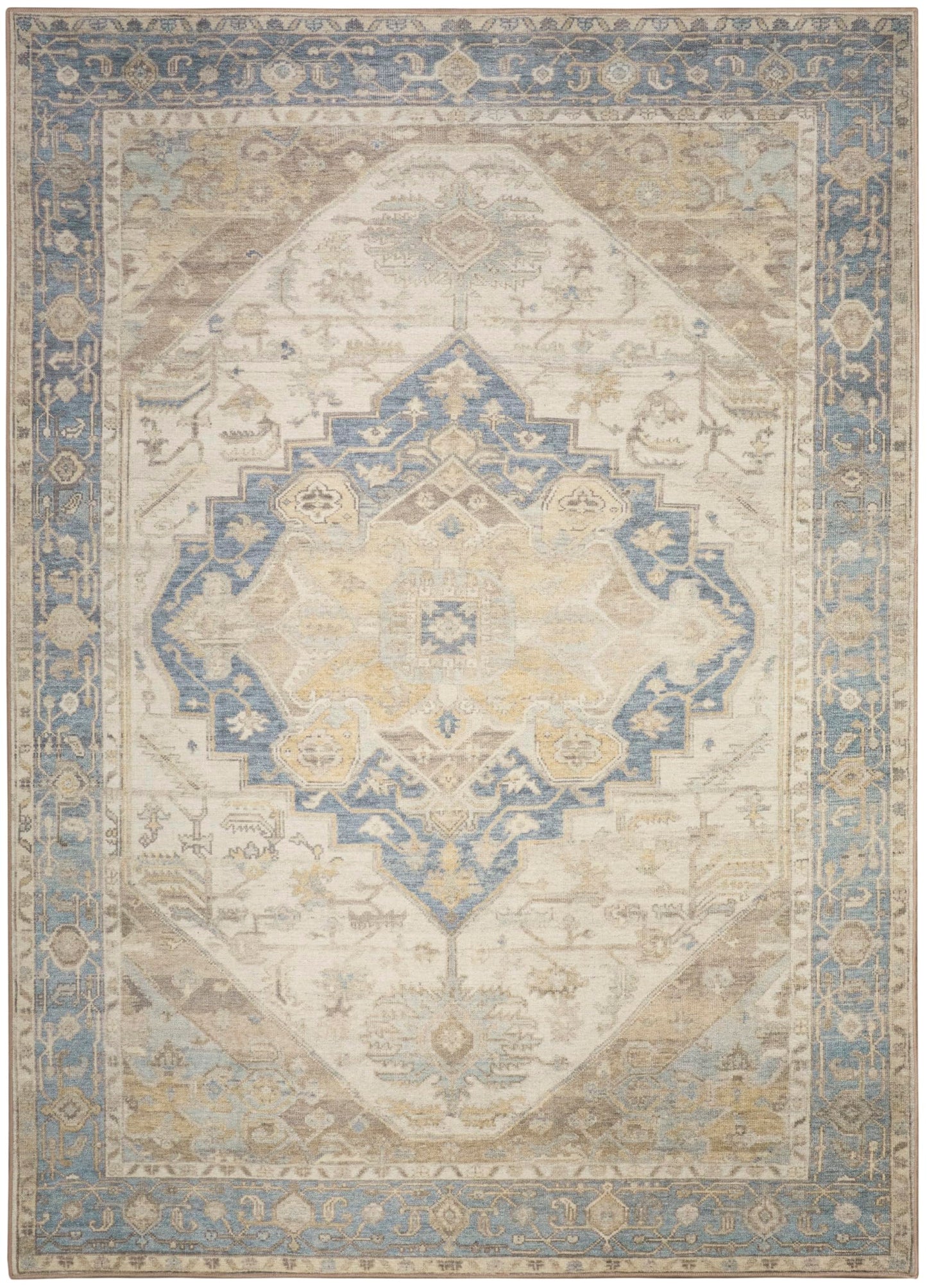 Nourison Home Vintage Washables Blue Green 5'3" x 7'3" Area Rug - Easy Clean, Non Shedding, Bed Room, Living Room, Dining Room, Kitchen (5' x 7')