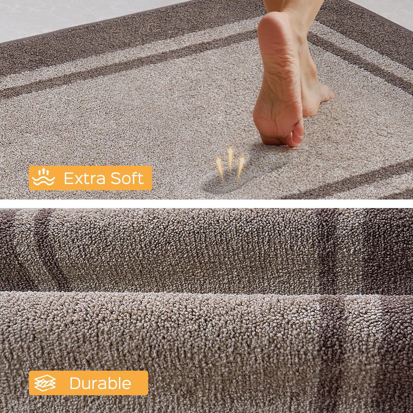 anllugs Kitchen Rugs 24" x 36", Non-Slip Machine Washable Kitchen Runner Rugs Floor Mats, Absorbent Comfort Standing Mats for Kitchen, Sink, Laundry and Hallway, Beige & Grayish Brown