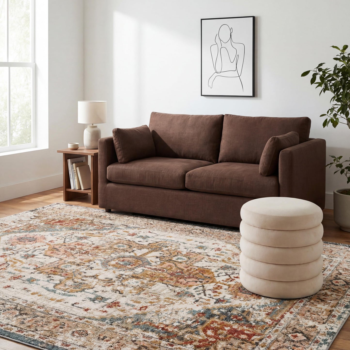 nuLOOM Performance Oriental Style Area Rug, Vintage Design, Durable, Easy to Clean, Justine Beige, 4' x 6'