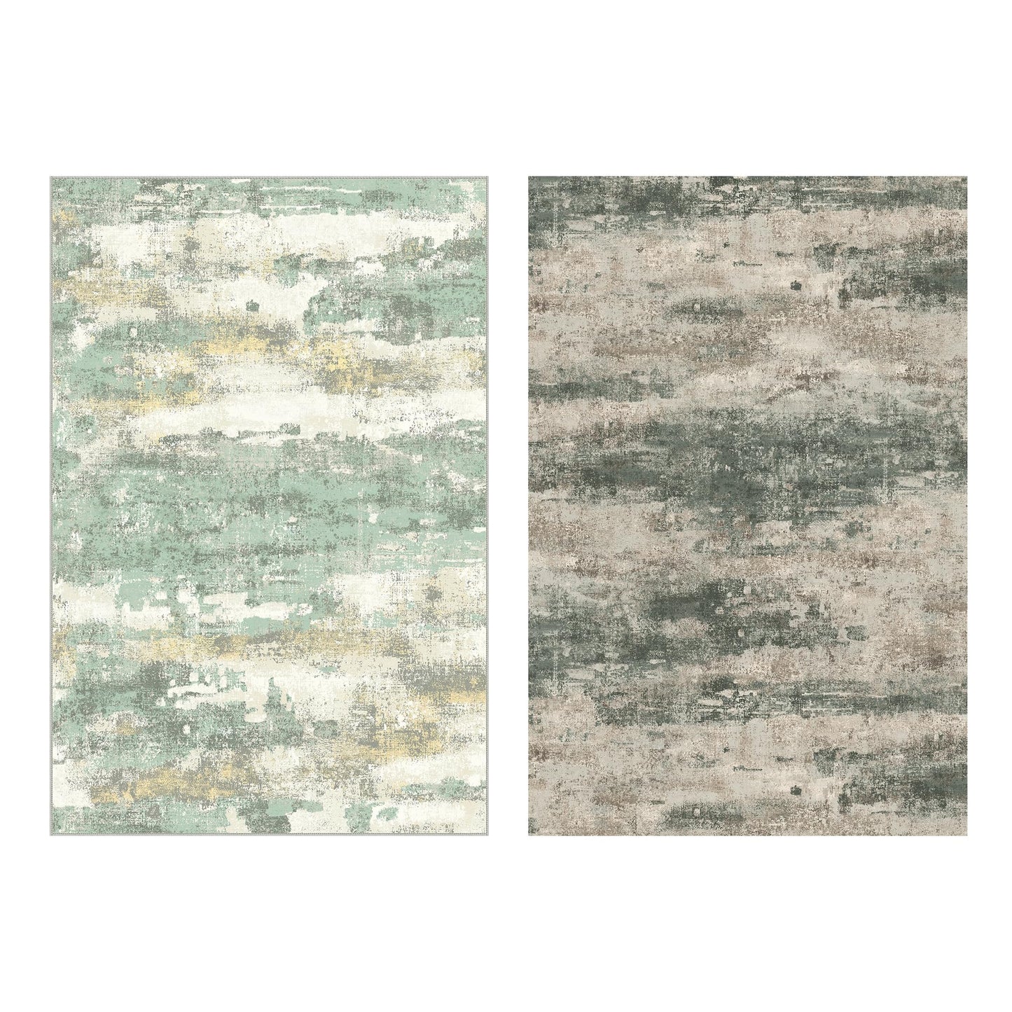 BEIMO Reversible 6x9 Area Rugs for Living Room, Modern Abstract Dual-Sided Carpet, Machine Washable Soft Low Pile Rug for Bedroom Dining Room, Includes Non-Slip Rug Pad, Green & Grey