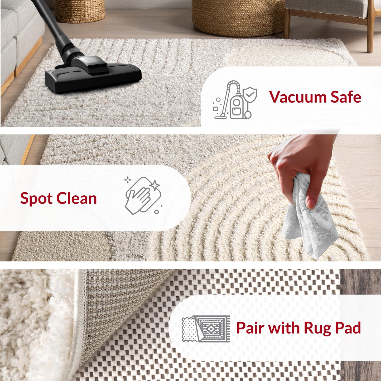 Nuloom Gloria Beige, 8' x 10', Abstract, Shag, Soft and Cozy, Plush, High Traffic, Stain Resistant, Easy Clean, Durable Area Rug for Bedroom, Living Room, Dining Space, Den, Foyer, Entryway