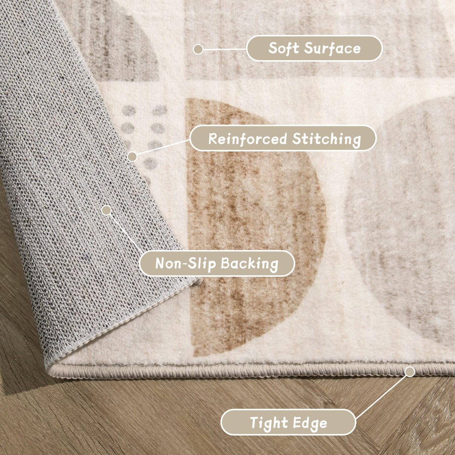 MUJOO Boho Small Rug Washable,2x3 Area Rugs for Entryway Bathroom Entry Entrance Kitchen,Front Door Mat Soft Throw Carpet Non Slip Indoor Modern Abstract Bohemian Neutral Beige