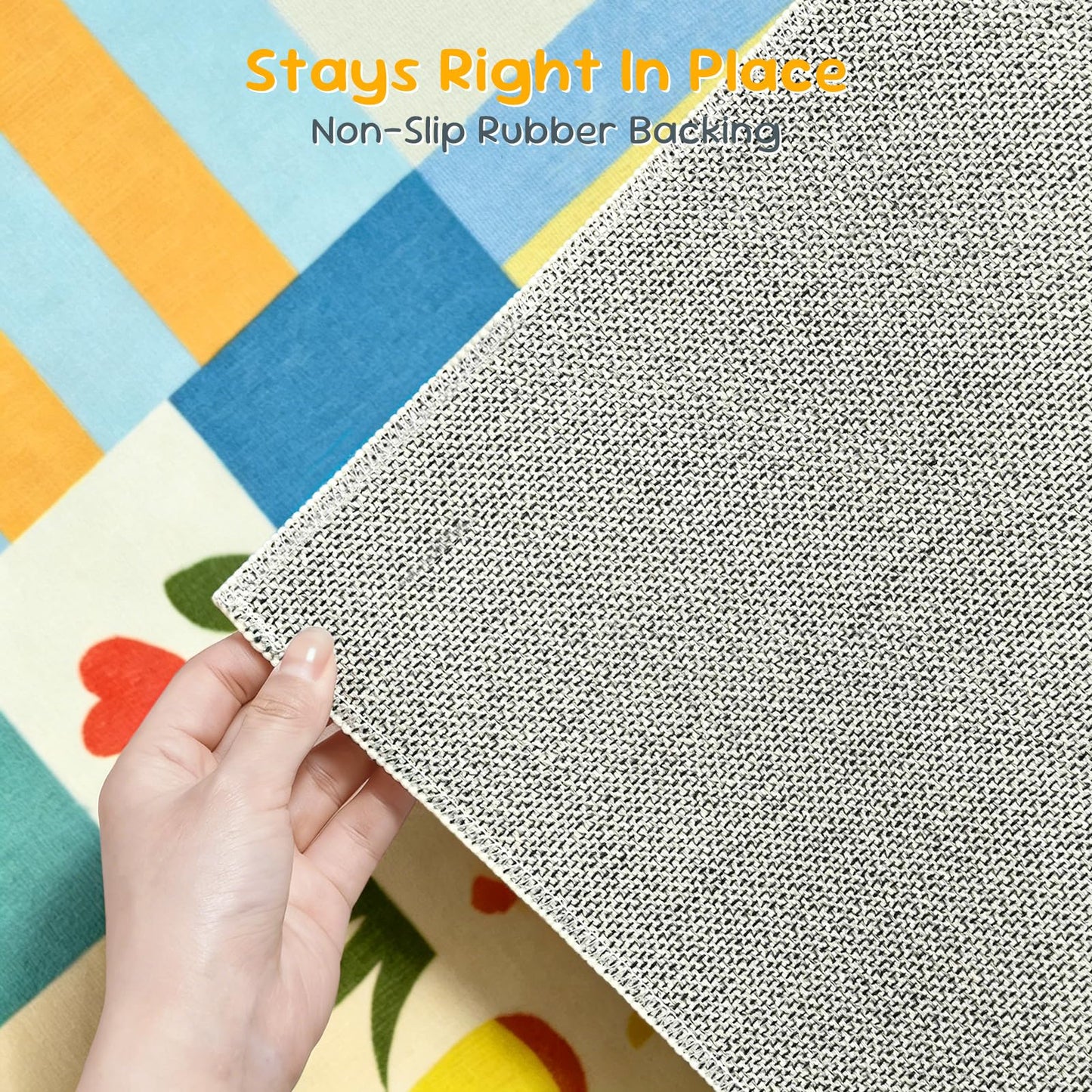 4x6 Washable Kid Playroom Rug, Unisex Green Safari Jungle Woodland Animal Toddler Carpet, Soft Non-Slip Baby Nursery Area Rug with Cute Colorful Checkered Design for Boy Bedroom