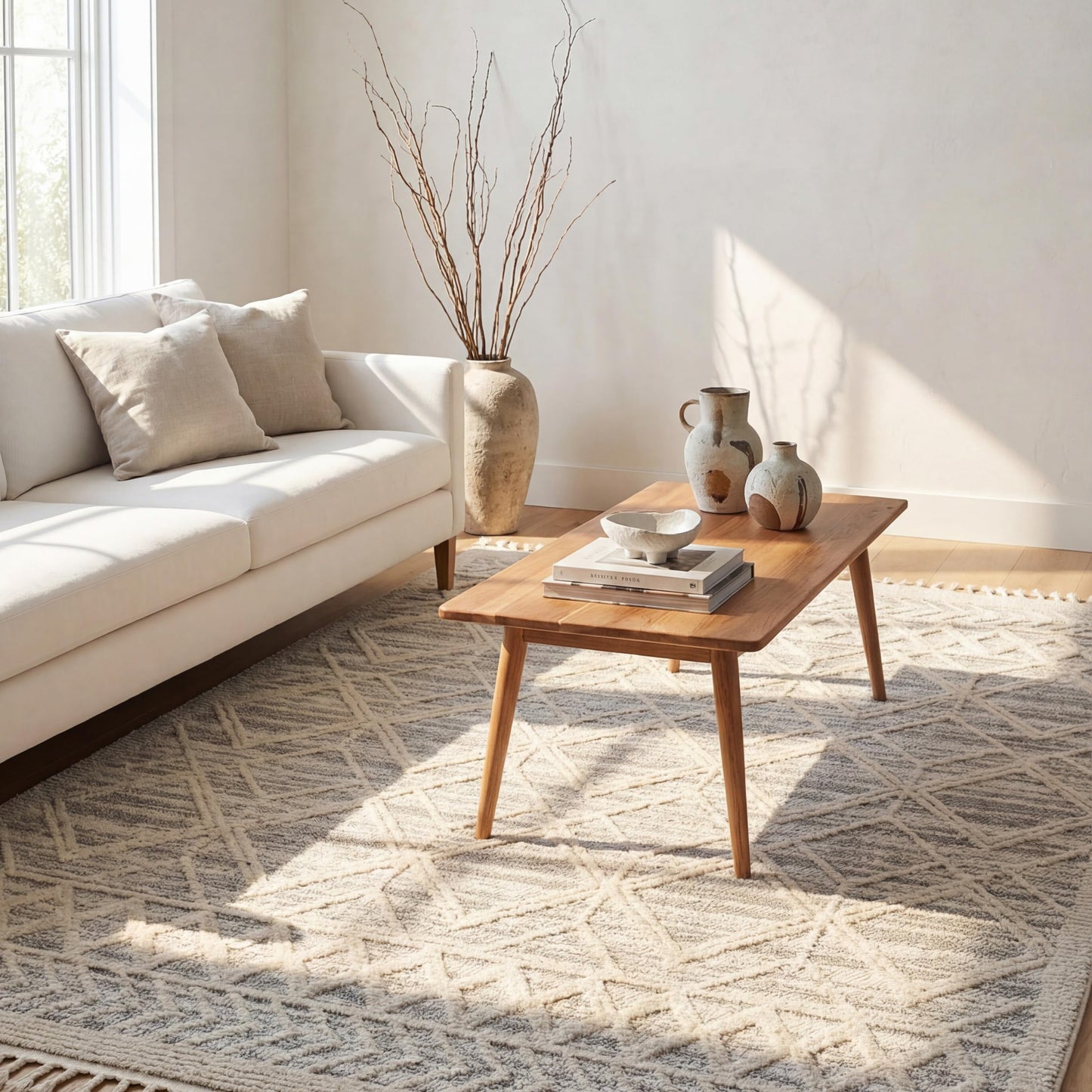 nuLOOM 7x9 Ansley Moroccan Tassel Area Rug, Light Grey, High-Low Textured Bohemian Design, Plush High Pile, Stain Resistant, For Bedroom, Living Room, Hallway, Entryway