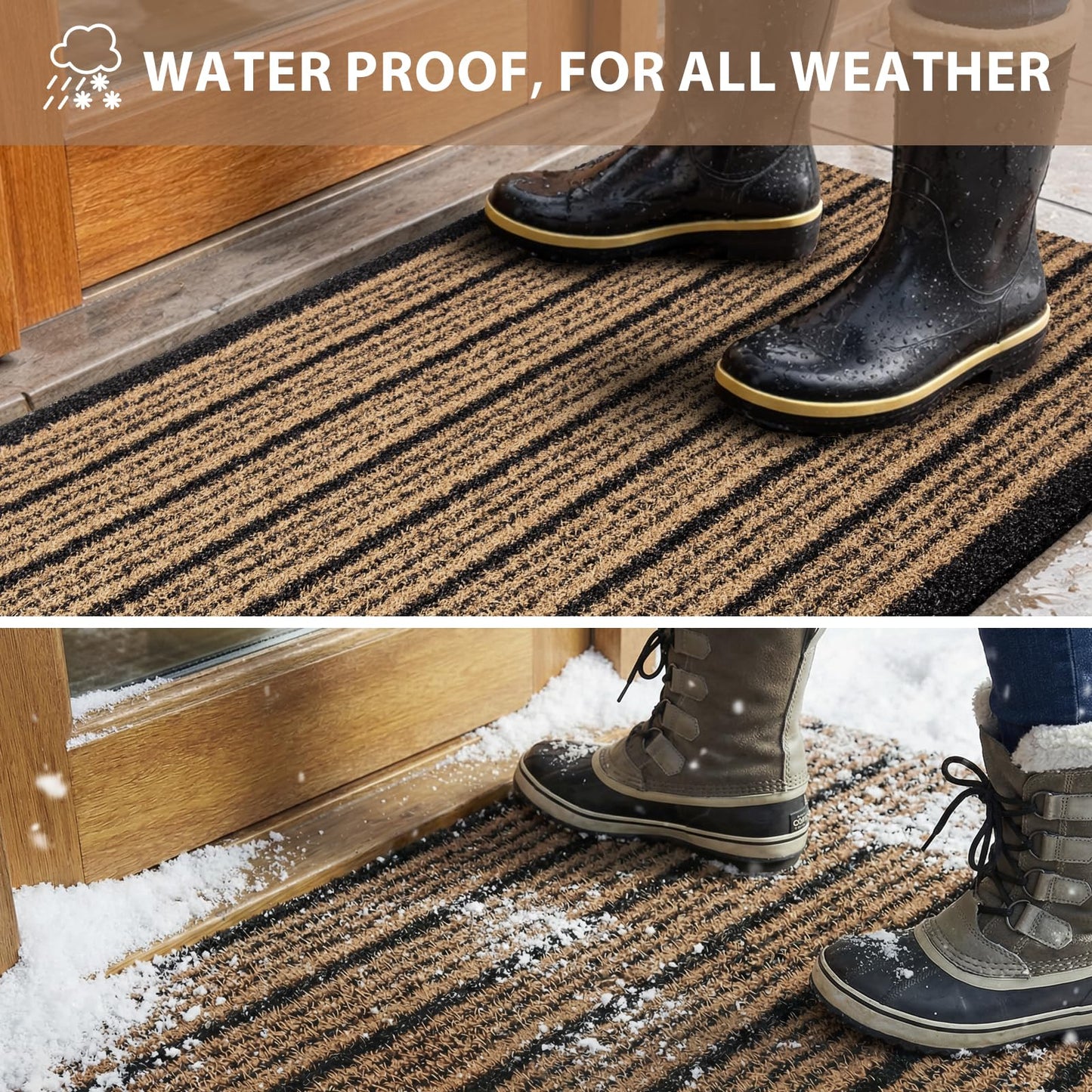 DOMUSTEX Outdoor Front Door Mat 24" x 36", Dirt Trapping Outside Entrance Rug, Non Slip Shoe Scraper, Heavy Duty Commercial Rug for Patio, Garage, Traffic Area, Office, Roll Packing