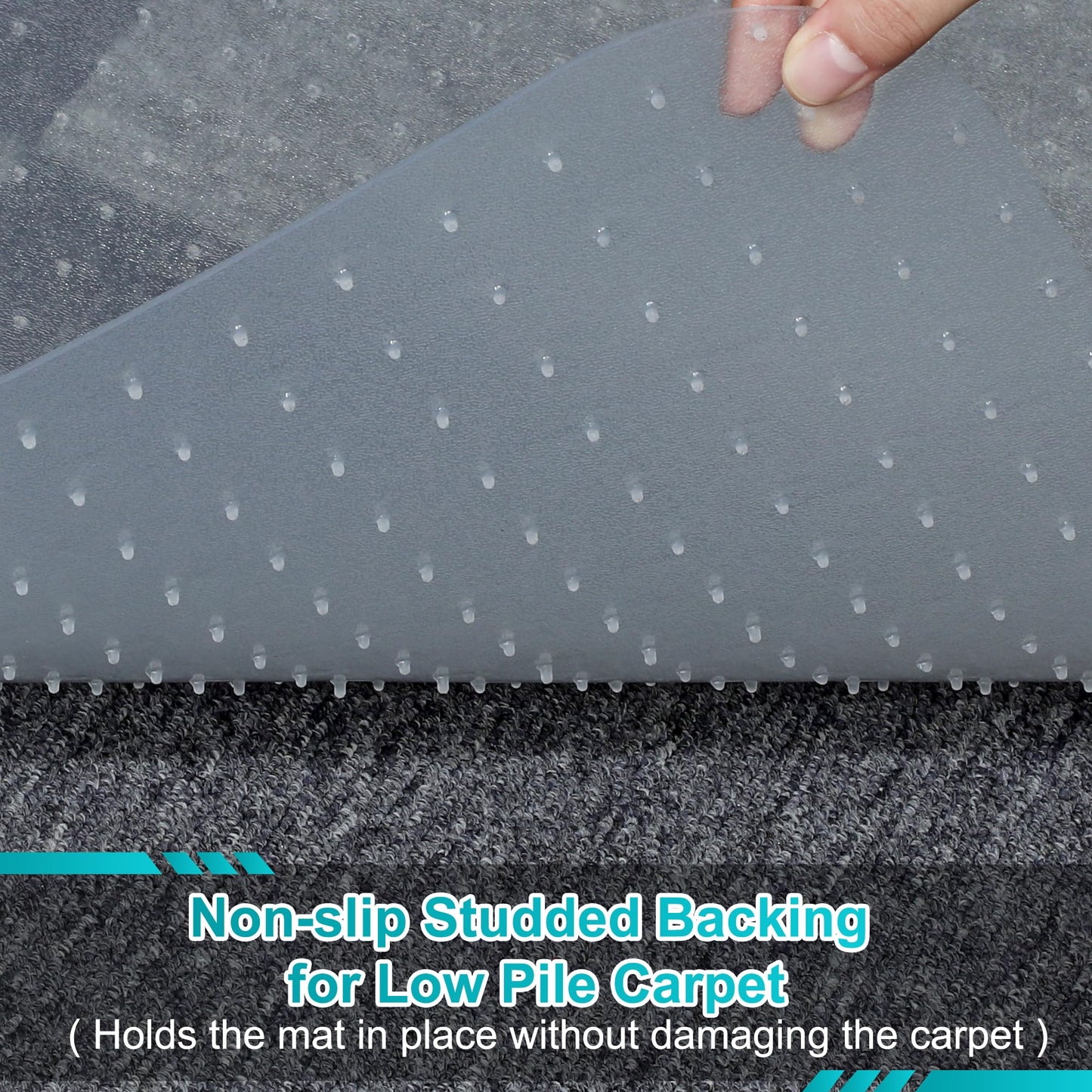 Office Chair Mat for Carpets, 48"x 36" Heavy Duty Clear Plastic Floor Protector, Non-Slip Computer Desk Chair Mat for Low Pile Carpeted Floors, Smooth Rolling Carpet Chair Mat for Home Office