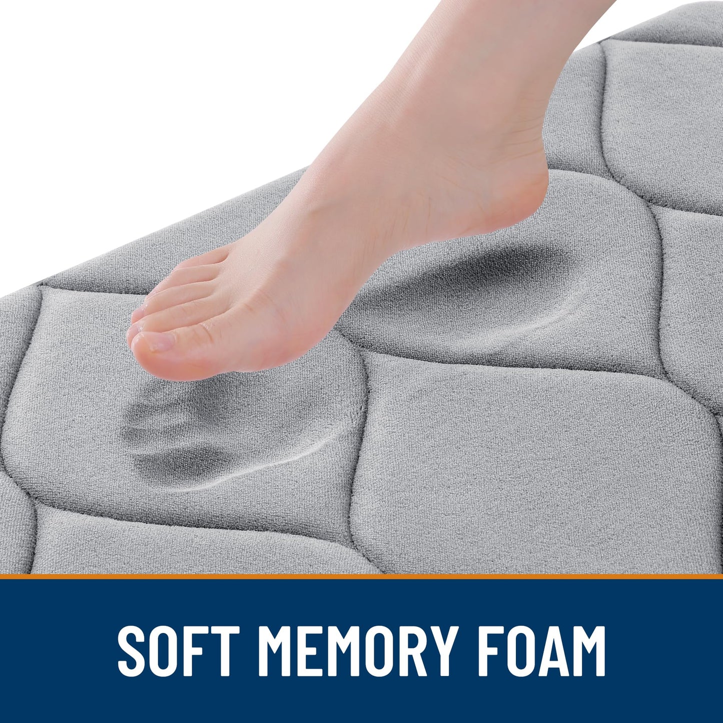 Smiry Memory Foam Bath Mat 59''x24'', Ultra Soft Non-Slip Bathroom Rug, Plush Water Absorbent Quick Dry and Machine Washable Floor Mat for Shower, Tub & Home Decor, Grey