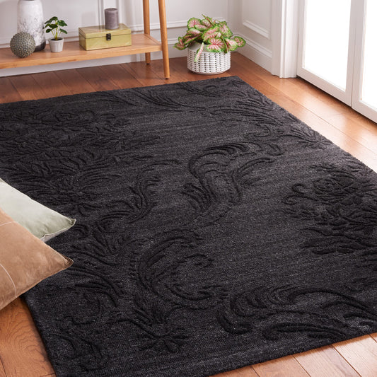 SAFAVIEH Area Rug 8x10 - Jardin Collection - Large - Black, Handmade Wool, Ideal for Living Room, Bedroom, Office, Dining Space (JAR732H)
