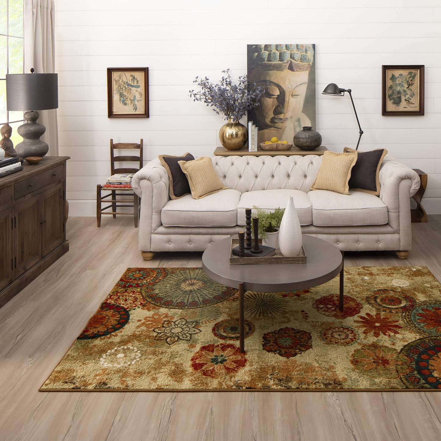 Mohawk Home Caravan Ornamental Floral Medallion 5' x 8' Area Rug - Orange - Perfect for Living Room, Dining Room, Office