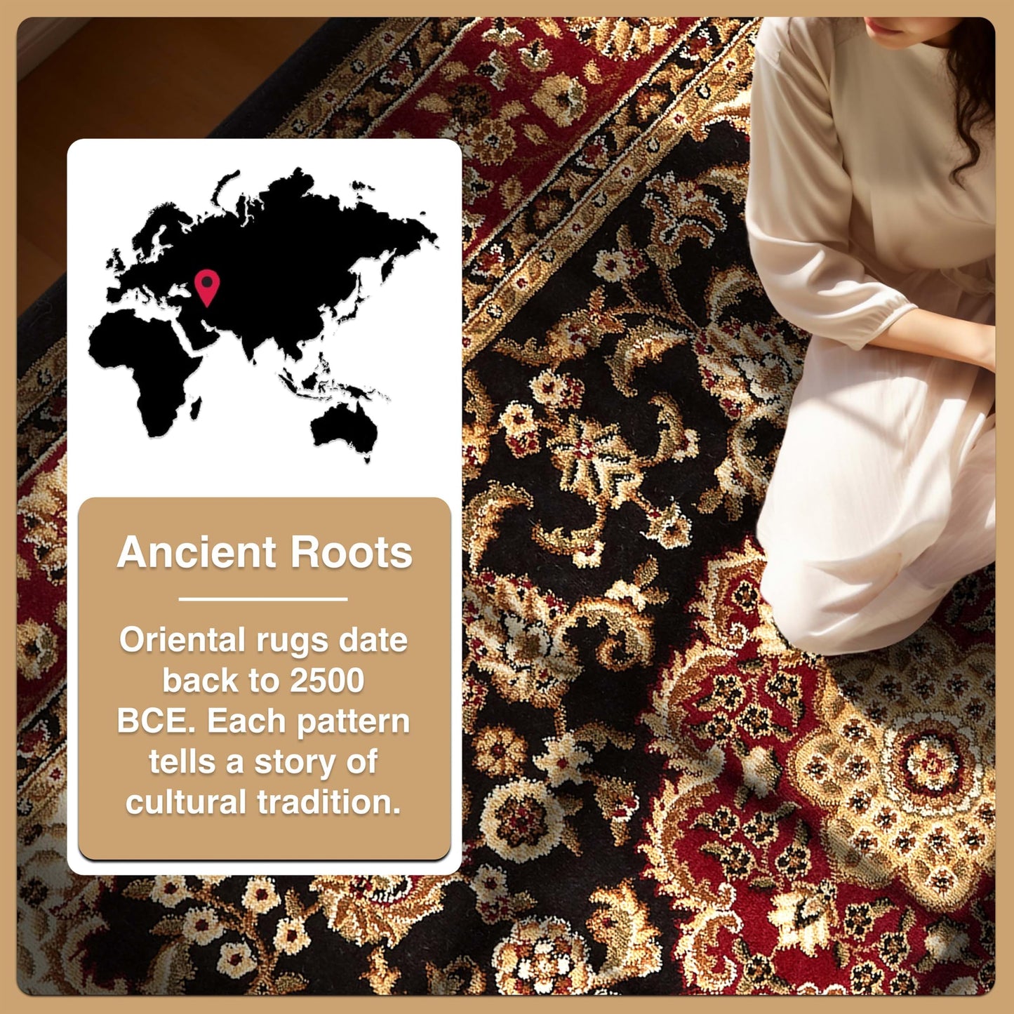 Well Woven Barclay Collection Medallion 5x7 Black Area Rug - for Living Room, Bedroom, and Dining Room