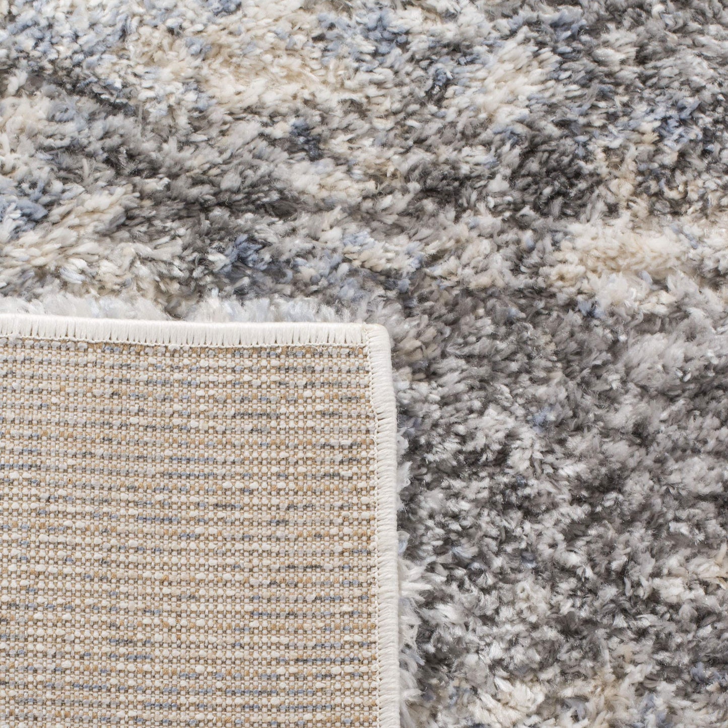 SAFAVIEH Berber Shag Collection Area Rug - 9' Square, Grey Blue & Cream, Non-Shedding & Easy to Clean, Ideal for Living Room, Bedroom, Dining Space (BER219G)
