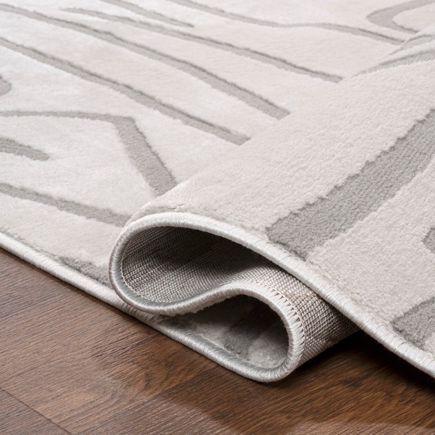 JONATHAN Y Graphic Lines High-Low Indoor Area Rug 8X10 White/Light Gray, Alcina Modern Scandinavian for Living Room, Bedroom, Kitchen, Easy-Cleaning, High Traffic, Pet-Friendly Non-Shedding SND102C-8