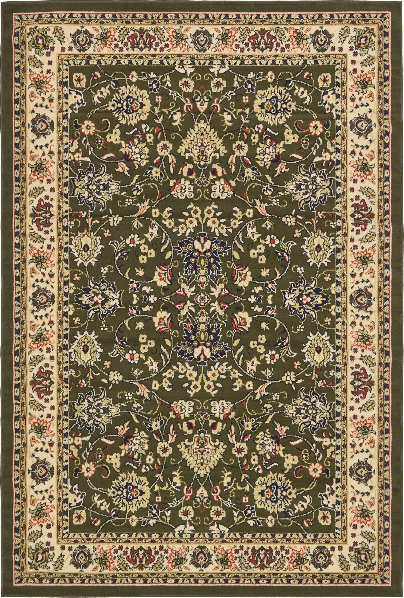 Unique Loom Sialk Hill Collection Area Rug - Washington (6' 1" x 9' Rectangle Green/Hunter Green)