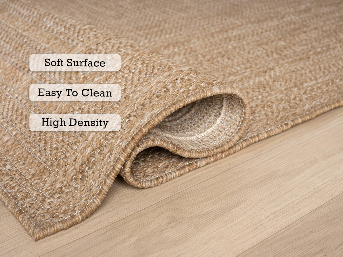 RUGGERRUGS Berry Easy Jute Indoor Outdoor Rug, 4x6 Neutral Bordered Jute Look, Weather Resistant, Easy Care, Lightweight Outdoor Farmhouse Carpet for Patio, Porch, Living Room (4' x 6', Natural)