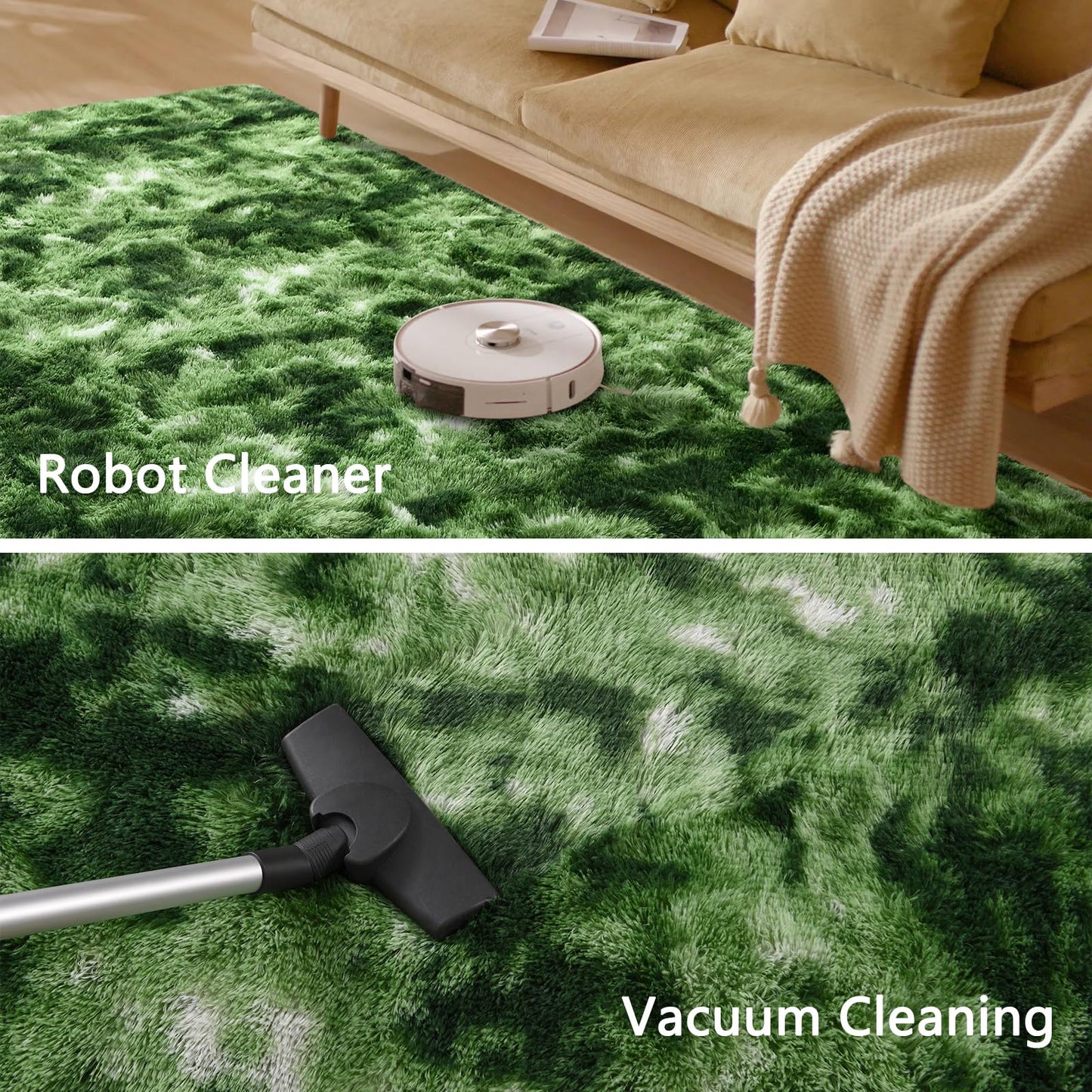 Larhom Nuttumico Fluffy Modern Area Rugs for Living Room Bedroom, 4x6 Feet Plush High Pile Dark Green Rug for Kids Girls Room Nursery Home Decor, Upgrade Non-Slip Girls Bedroom Soft Indoor Rug