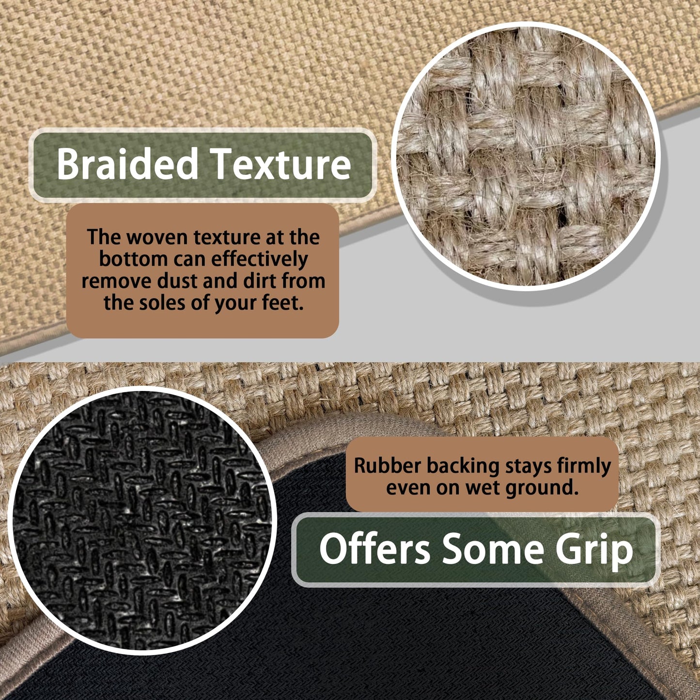 Wylumen Front Door Mat 20x32 Inch，Boho Jute Door Mat Outside Entrance,Non Slip Rubber Backing Kitchen Rugs Doormat,Washable Front Door Rugs,Dirt Trapper Natural Fiber Entry Mats for Patio