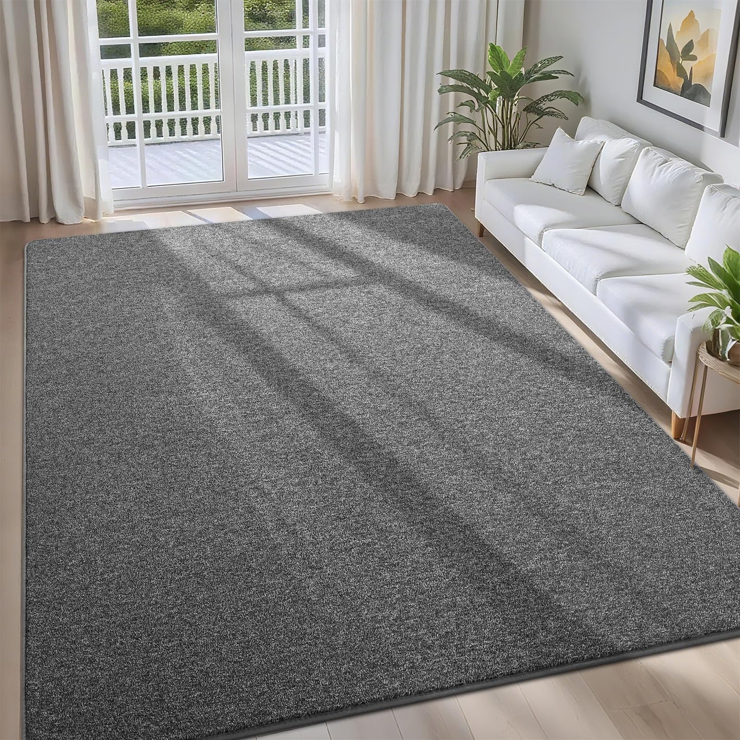 FALARK 4x6 Area Rugs for Bedroom Living Room, Dark Grey Soft Low-Pile Modern Indoor Thickened Memory Foam Non-Slip Washable Carpets for Kids Dorm Home Decor Rug