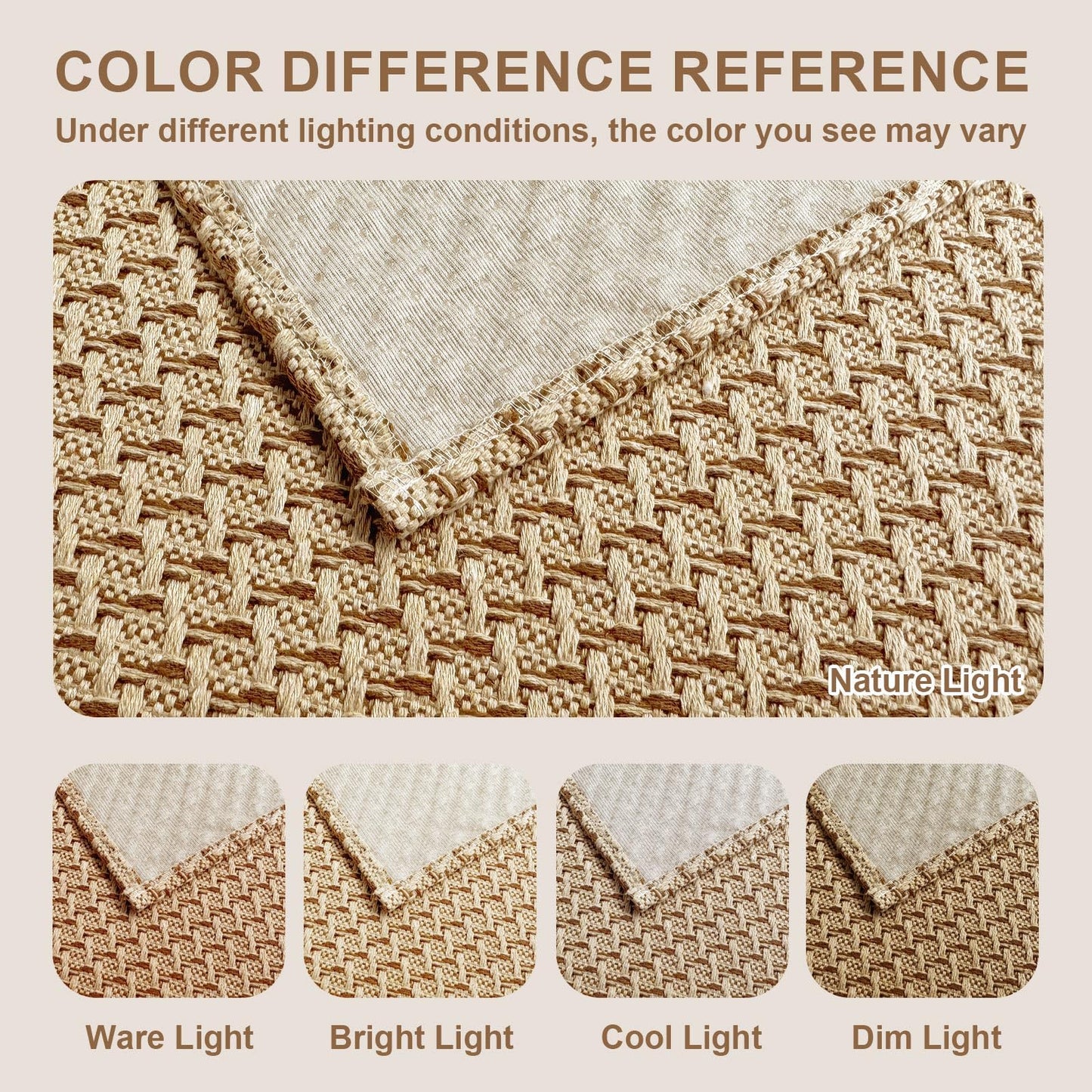 HAPACE Braided Rug Faux Jute Entryway Rug 2' x 6' Non-Slip Backing Machine Washable Natural Boho Area Rugs for Bathroom, Bedroom, Living Room, Doormat, Farmhouse, Laundry, Kitchen, Dining Light Brown