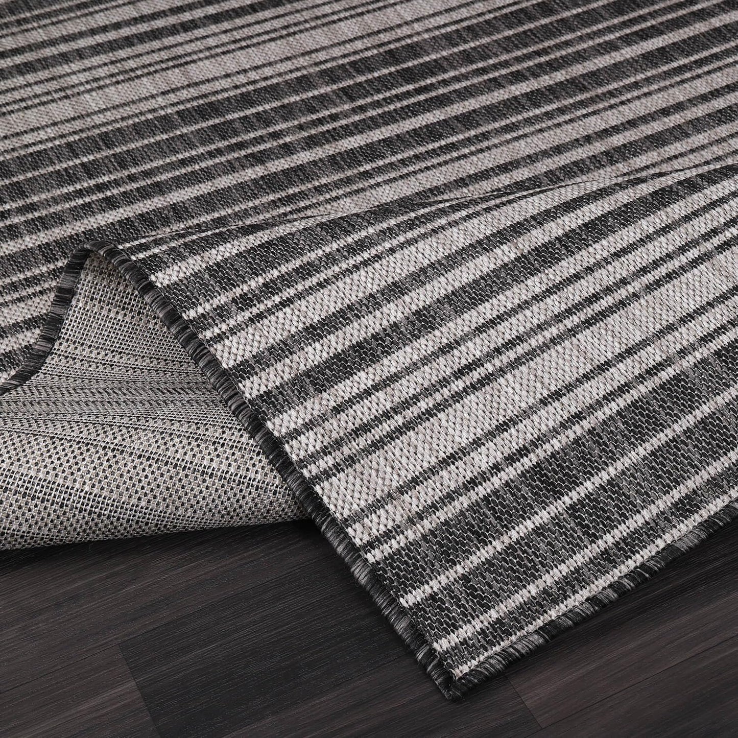 Luul Home Stripe Outdoor Rug 5x7 Washable Outside Carpet for Indoor Patio Porch Waterproof Easy Cleaning Non Shedding Area Rugs Dark Gray 5 x 7