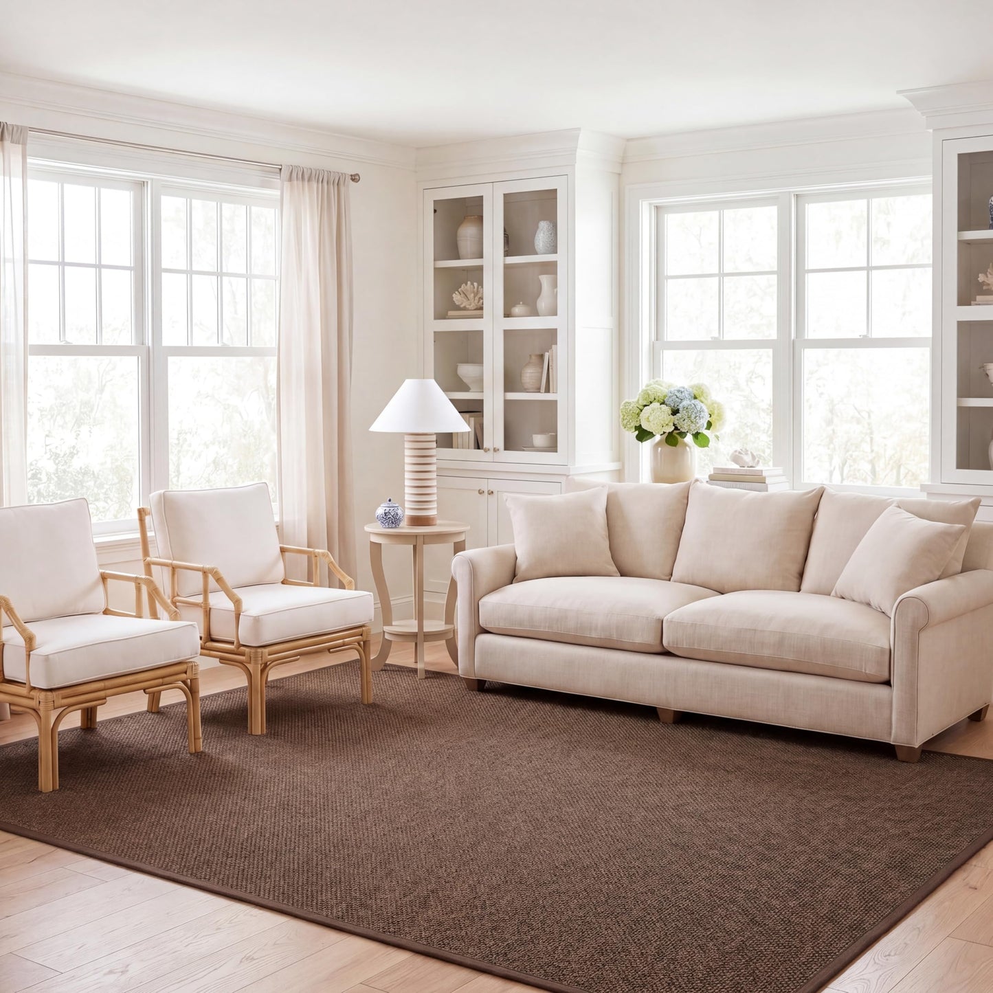 SAFAVIEH Area Rug 6x9 - Natural Fiber Collection - Brown, Sisal, Woven Design with Border (NF443D)