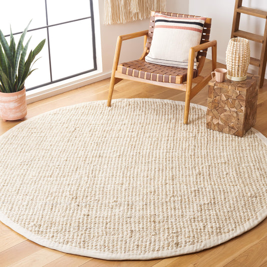 SAFAVIEH Natural Fiber Collection 9' Round Ivory NF730A Handmade Farmhouse Premium Jute Area Rug