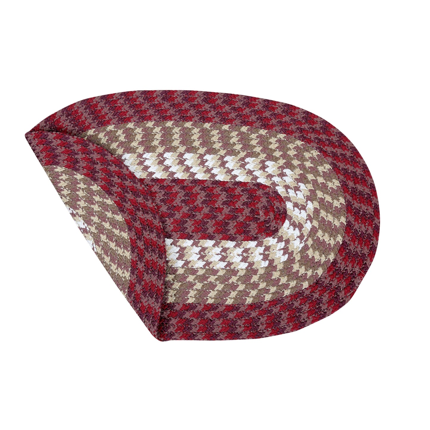 Better Trends Braided-Rugs, Alpine Braid Collection - Durable, Spot Clean, Reversible Indoor Utility-Rug, 100% Polypropylene-Rugs, Vibrant Color, 24" x 68" x 68" L-Shape-Rugs, Burgundy Stripe