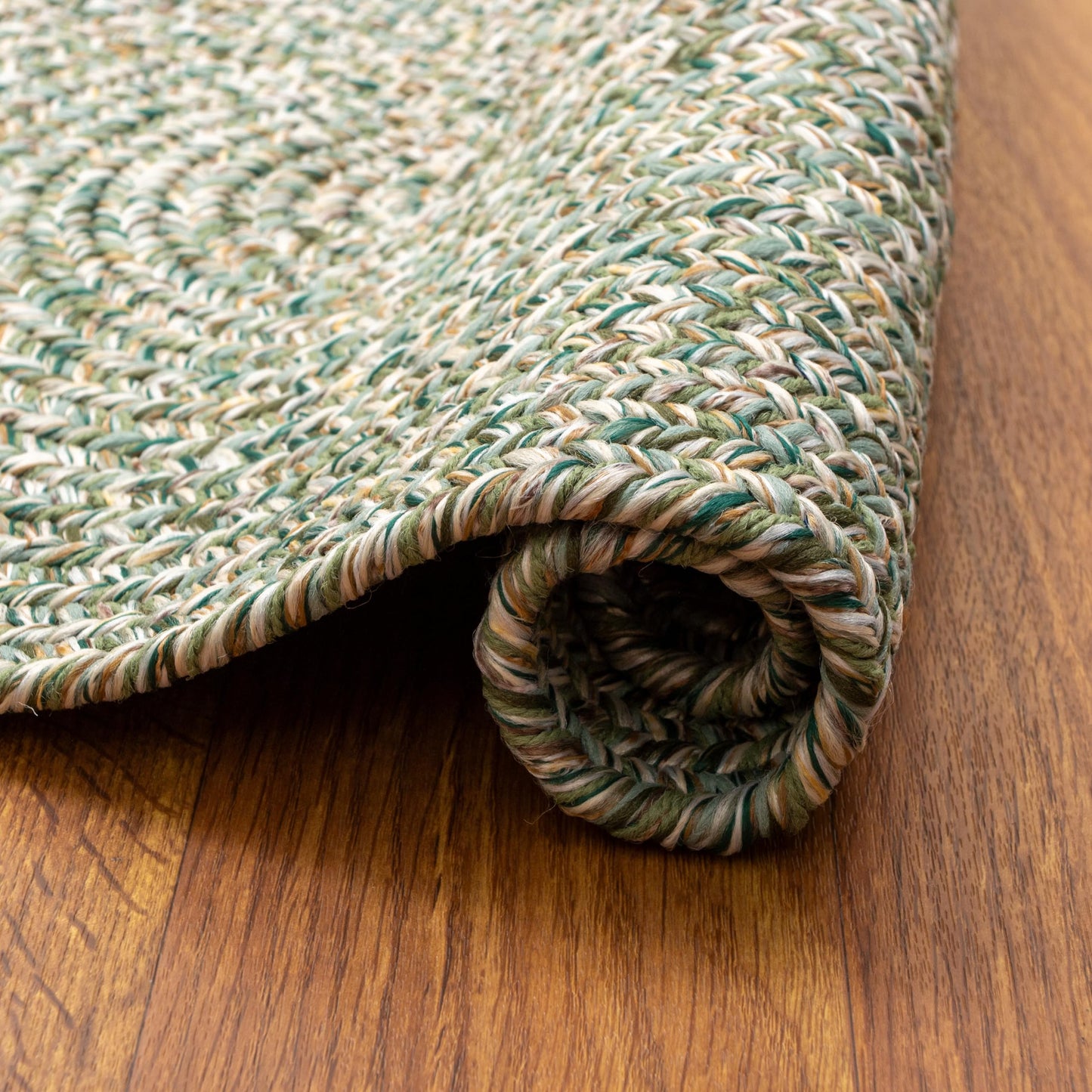 Super Area Rugs Rustic Farmhouse Living Indoor/Outdoor Reversible Braided Rug - Made in USA - Green Mix 2' X 3' Oval