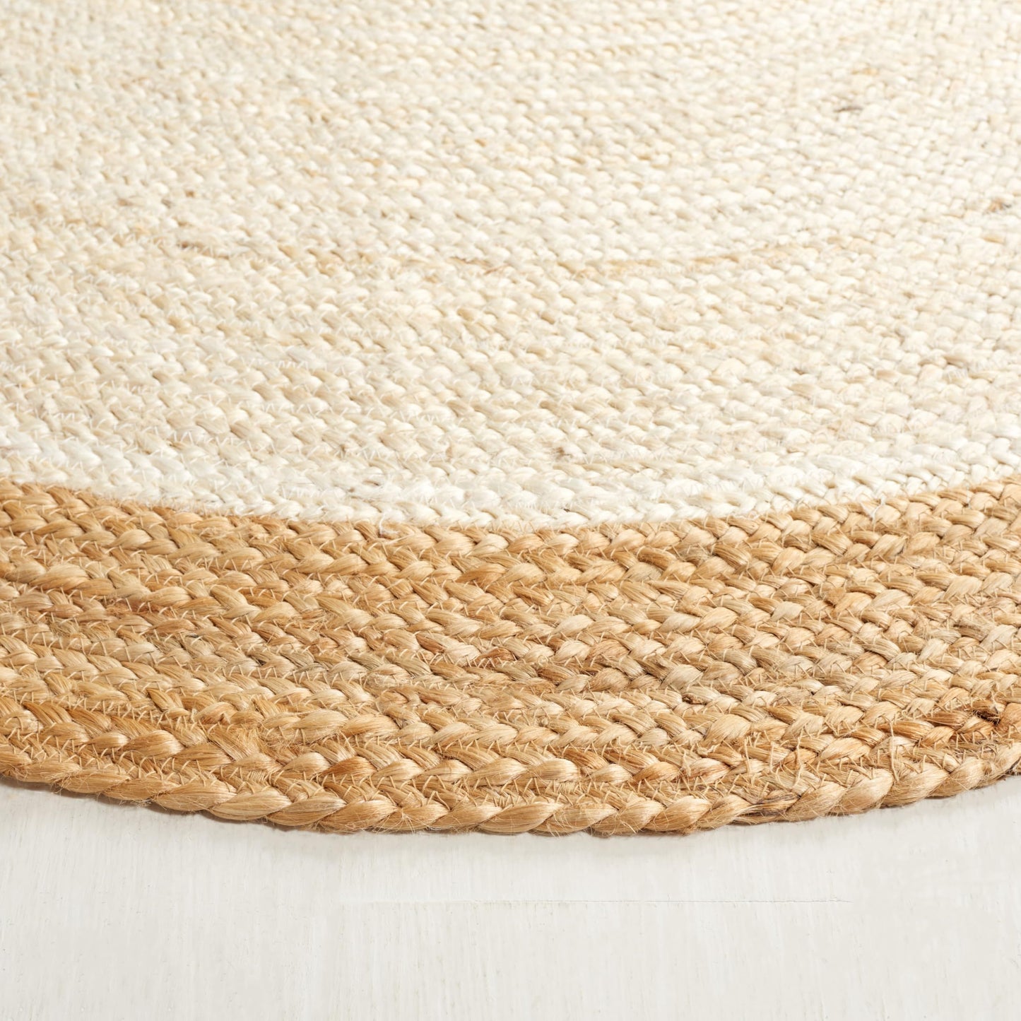 SAFAVIEH Area Rug 3x5 Oval - Natural Fiber Collection - Ivory & Natural Brown, Handmade Jute, Braided Border Design (NF801M)