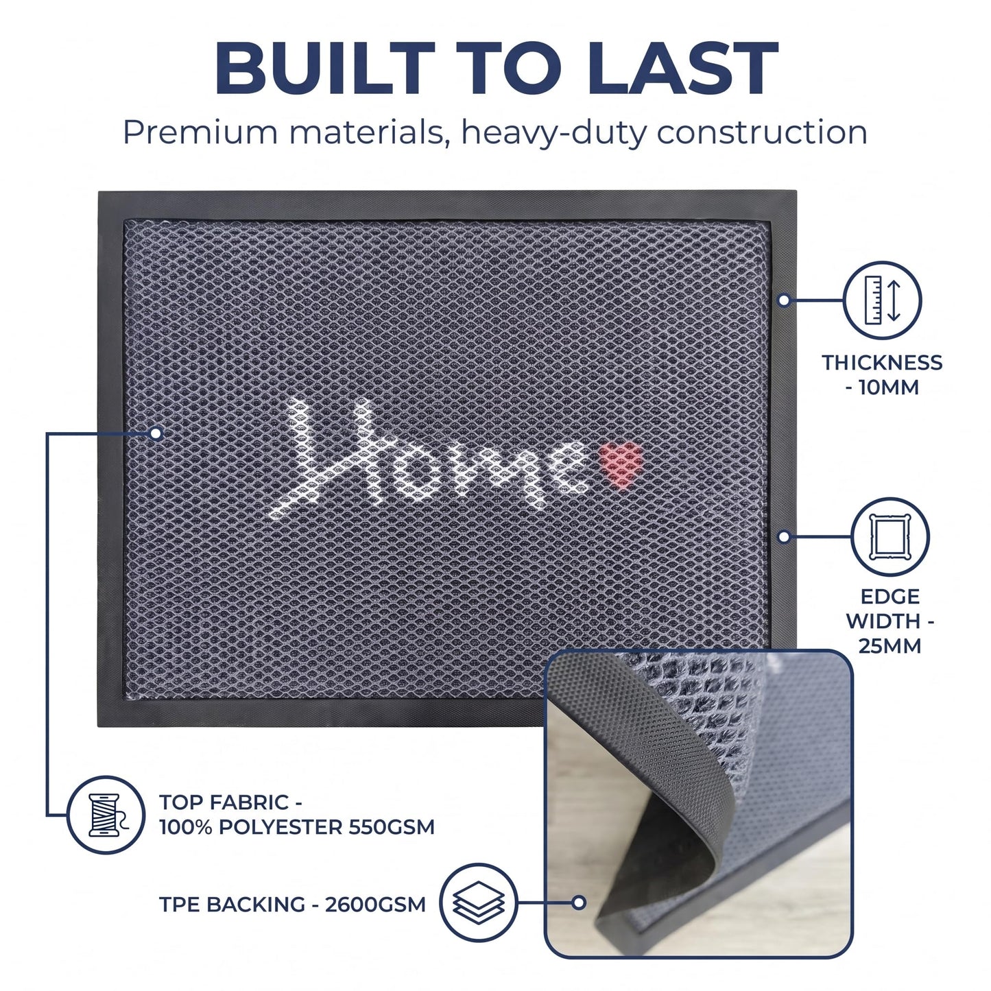 Muddy Mat® Meshy Mat™ Door Mat Heavy-Duty Quick-Dry Floor Mat, Sand & Dirt Trapper for Indoor & Outdoor, Ideal for Entrance, Mudrooms,Patios & Garages,Low-Profile,Non-Slip,Washable– Home 16"x24"x0.4"