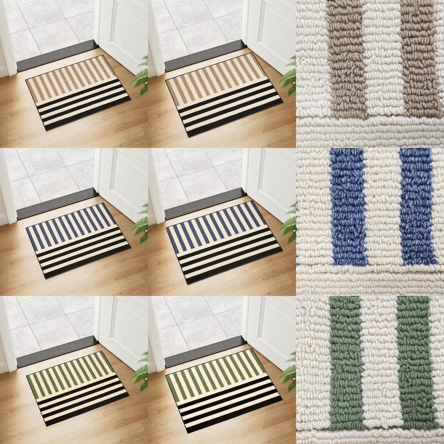 19.5"x31.5" Khaki Indoor Door mat Non-Slip Inside Front Doormats Entryway Mat Resist Dirt Washable Low Profile Floor Mats for Indoor Outdoor Home Patio